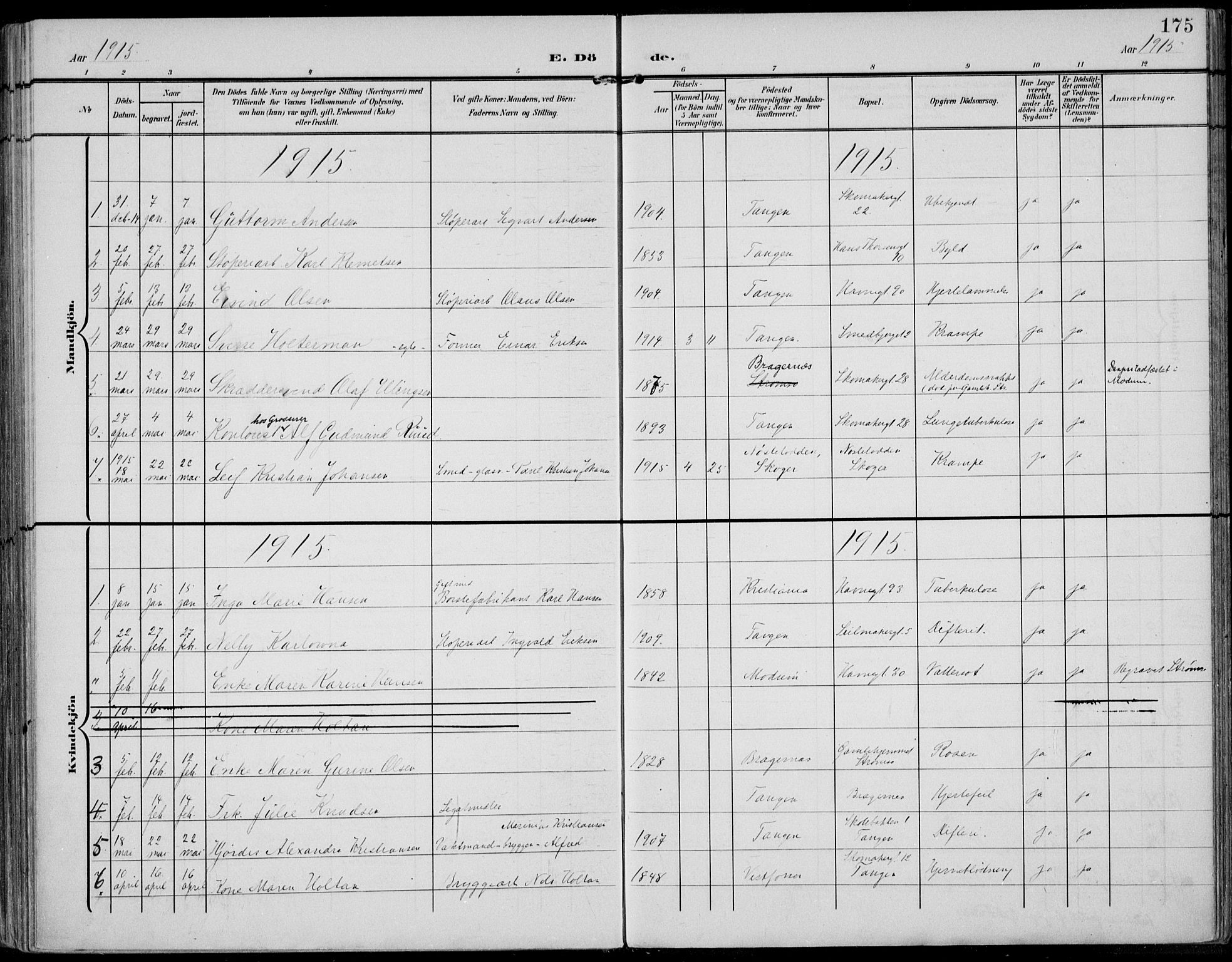 Strømsø kirkebøker, AV/SAKO-A-246/F/Fb/L0008: Parish register (official) no. II 8, 1902-1933, p. 175