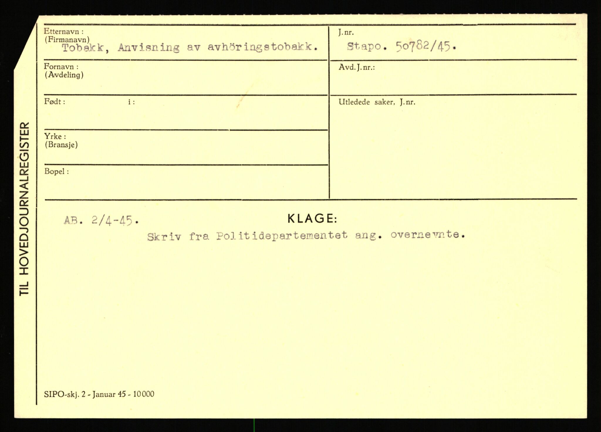 Statspolitiet - Hovedkontoret / Osloavdelingen, AV/RA-S-1329/C/Ca/L0015: Svea - Tøsse, 1943-1945, p. 3324