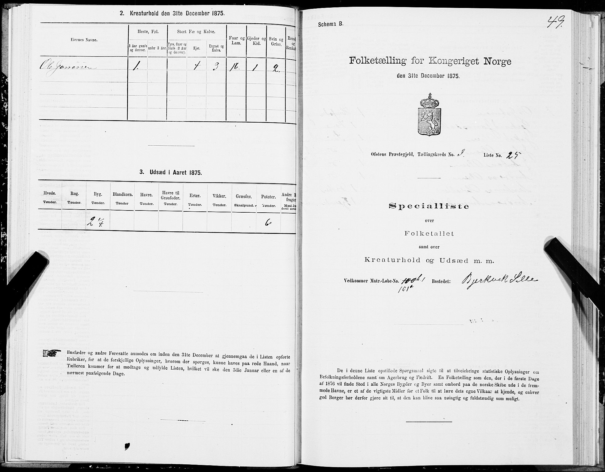SAT, 1875 census for 1853P Ofoten, 1875, p. 2049