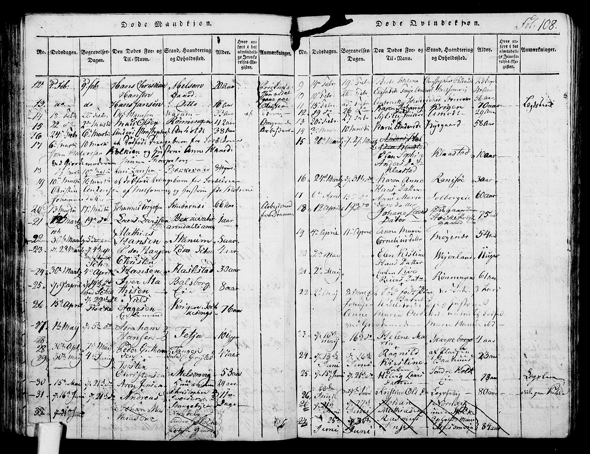 Stokke kirkebøker, SAKO/A-320/F/Fa/L0005: Parish register (official) no. I 5, 1815-1826, p. 108
