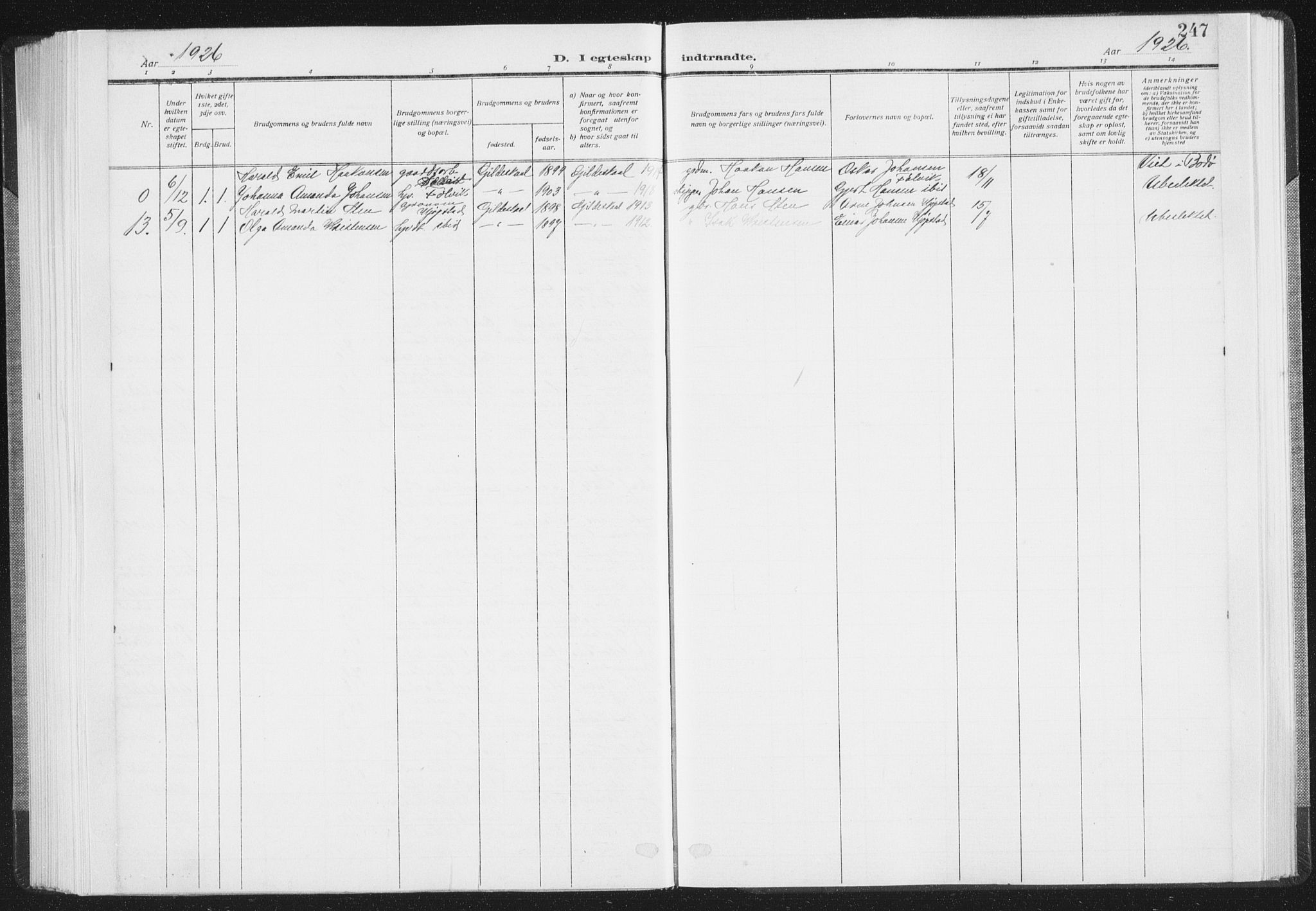 Ministerialprotokoller, klokkerbøker og fødselsregistre - Nordland, AV/SAT-A-1459/805/L0104: Parish register (official) no. 805A09, 1909-1926, p. 247