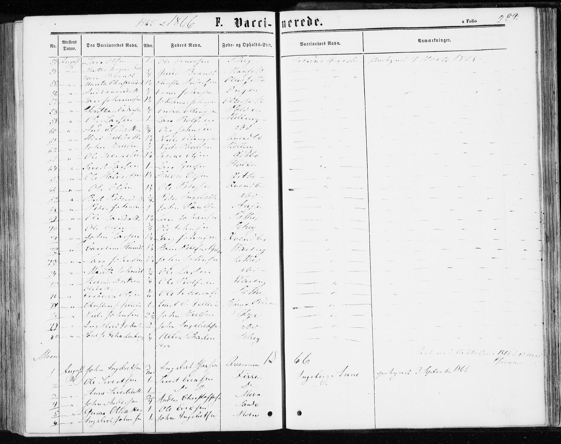 Ministerialprotokoller, klokkerbøker og fødselsregistre - Møre og Romsdal, SAT/A-1454/595/L1045: Parish register (official) no. 595A07, 1863-1873, p. 289