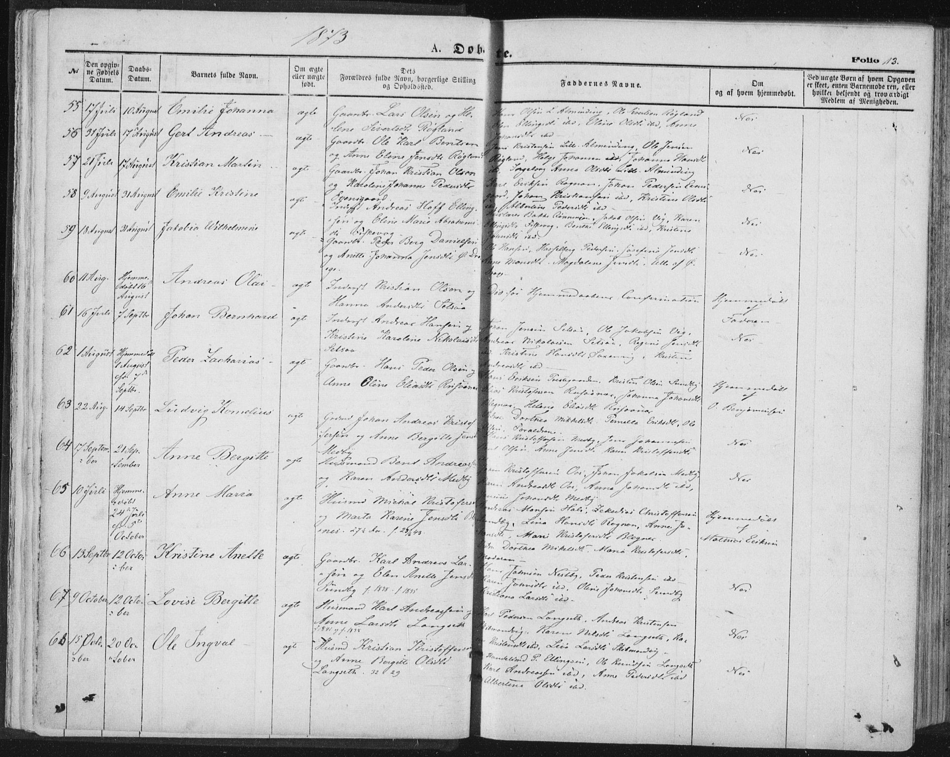 Ministerialprotokoller, klokkerbøker og fødselsregistre - Nordland, SAT/A-1459/847/L0668: Parish register (official) no. 847A08, 1872-1886, p. 13