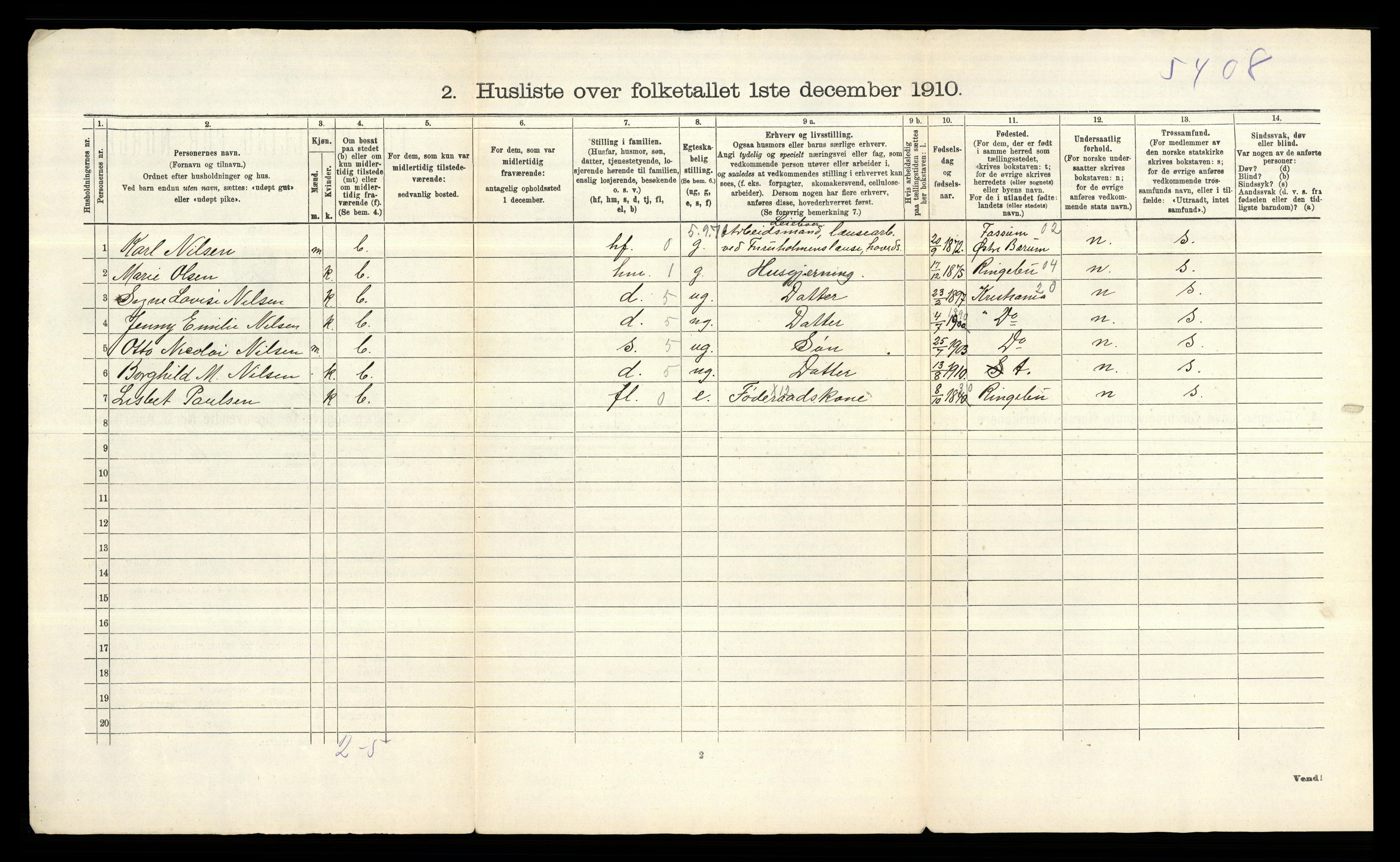 RA, 1910 census for Skjeberg, 1910, p. 61