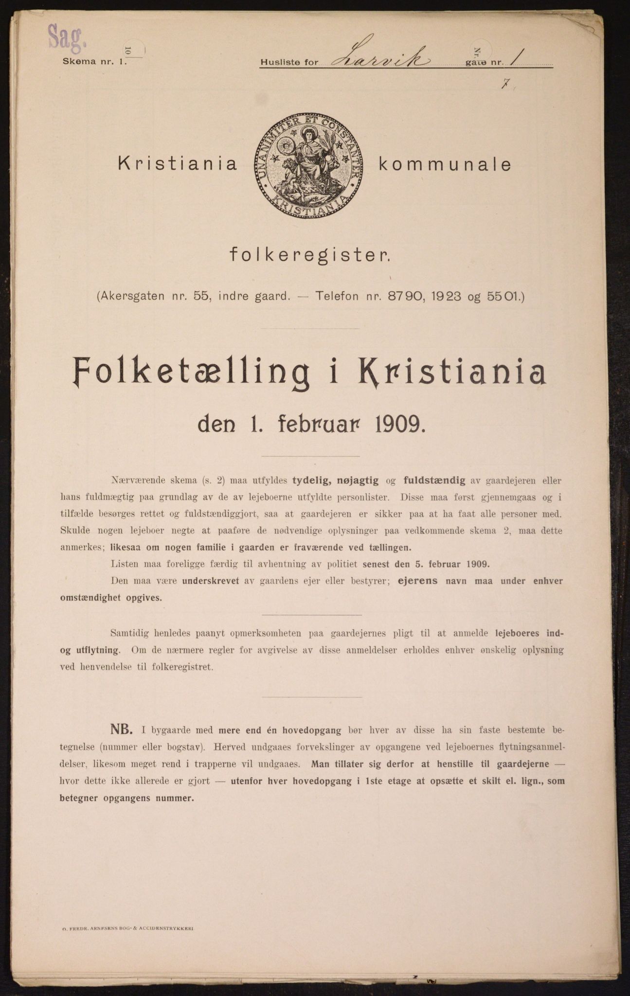 OBA, Municipal Census 1909 for Kristiania, 1909, p. 52080