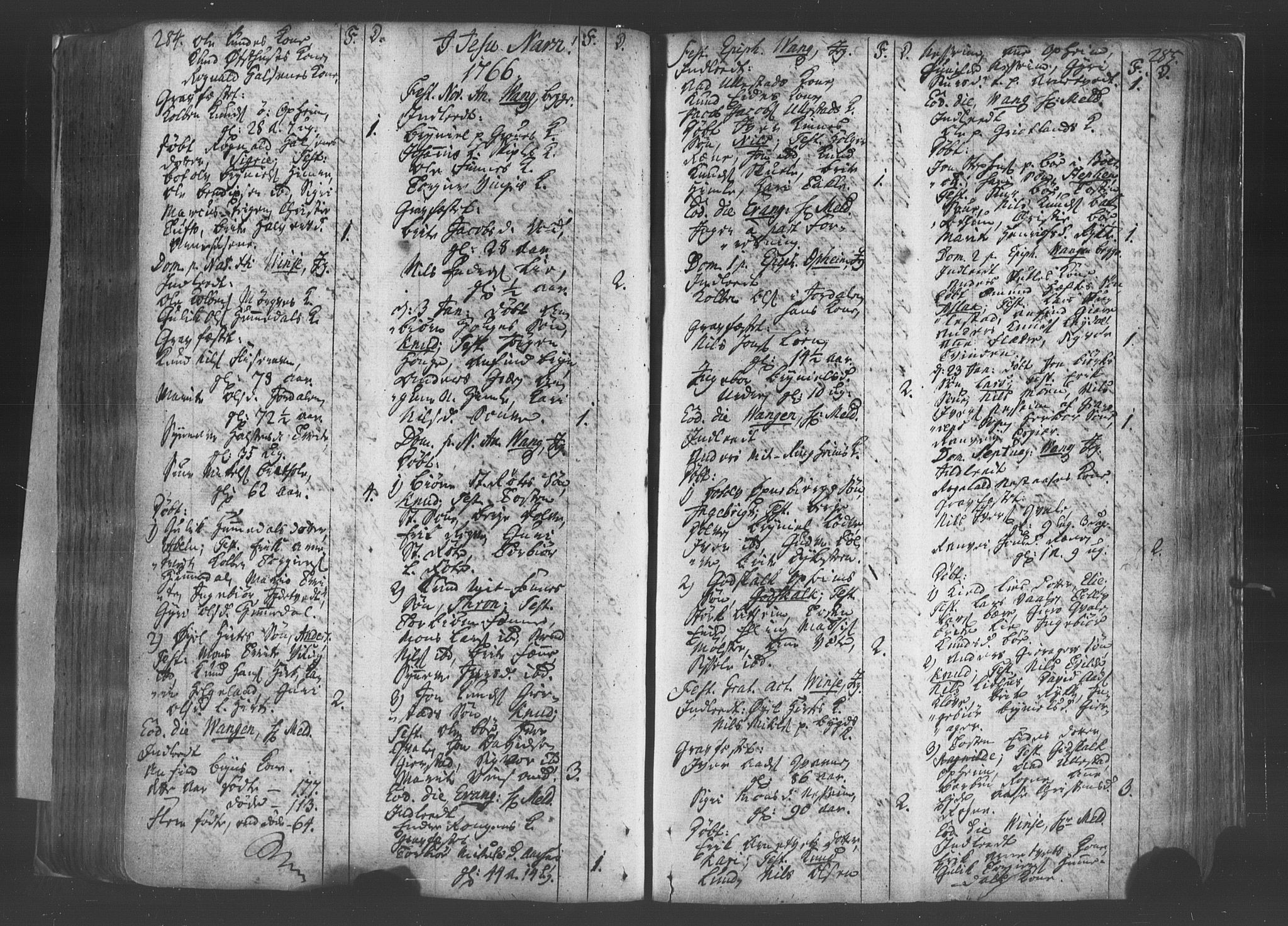 Voss sokneprestembete, SAB/A-79001/H/Haa: Parish register (official) no. A 8, 1752-1780, p. 284-285