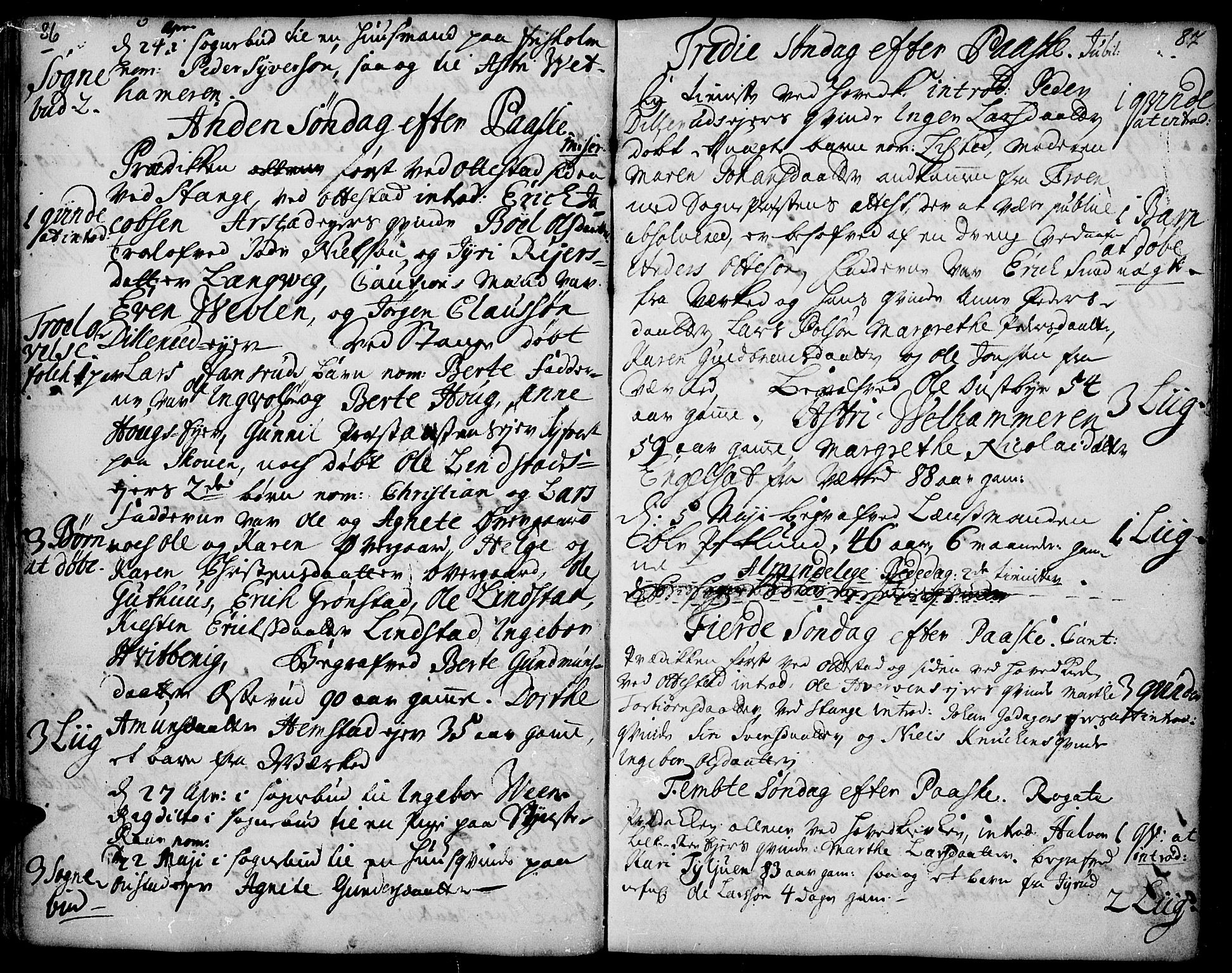 Stange prestekontor, AV/SAH-PREST-002/K/L0001: Parish register (official) no. 1, 1714-1722, p. 86-87