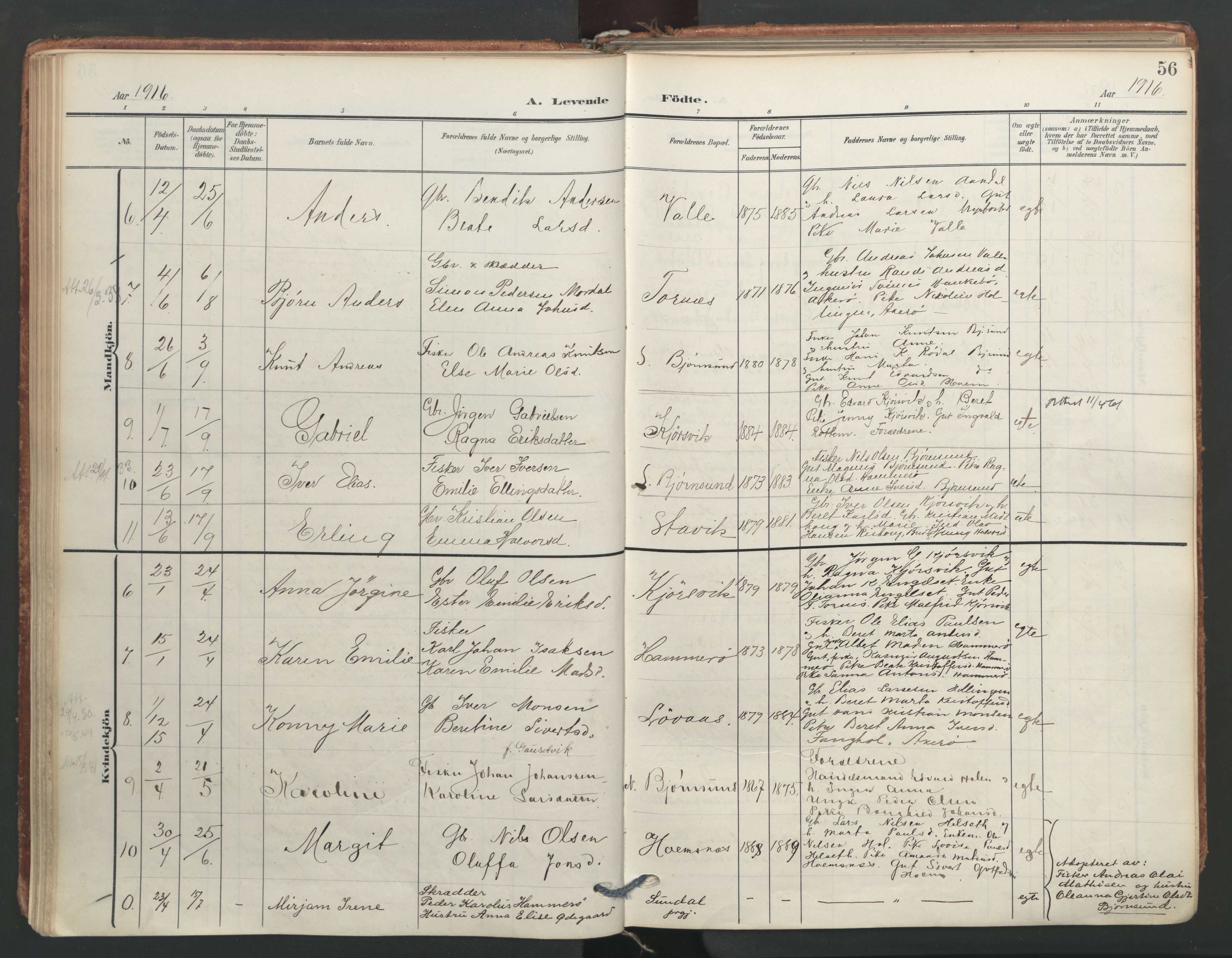 Ministerialprotokoller, klokkerbøker og fødselsregistre - Møre og Romsdal, AV/SAT-A-1454/565/L0751: Parish register (official) no. 565A05, 1905-1979, p. 56