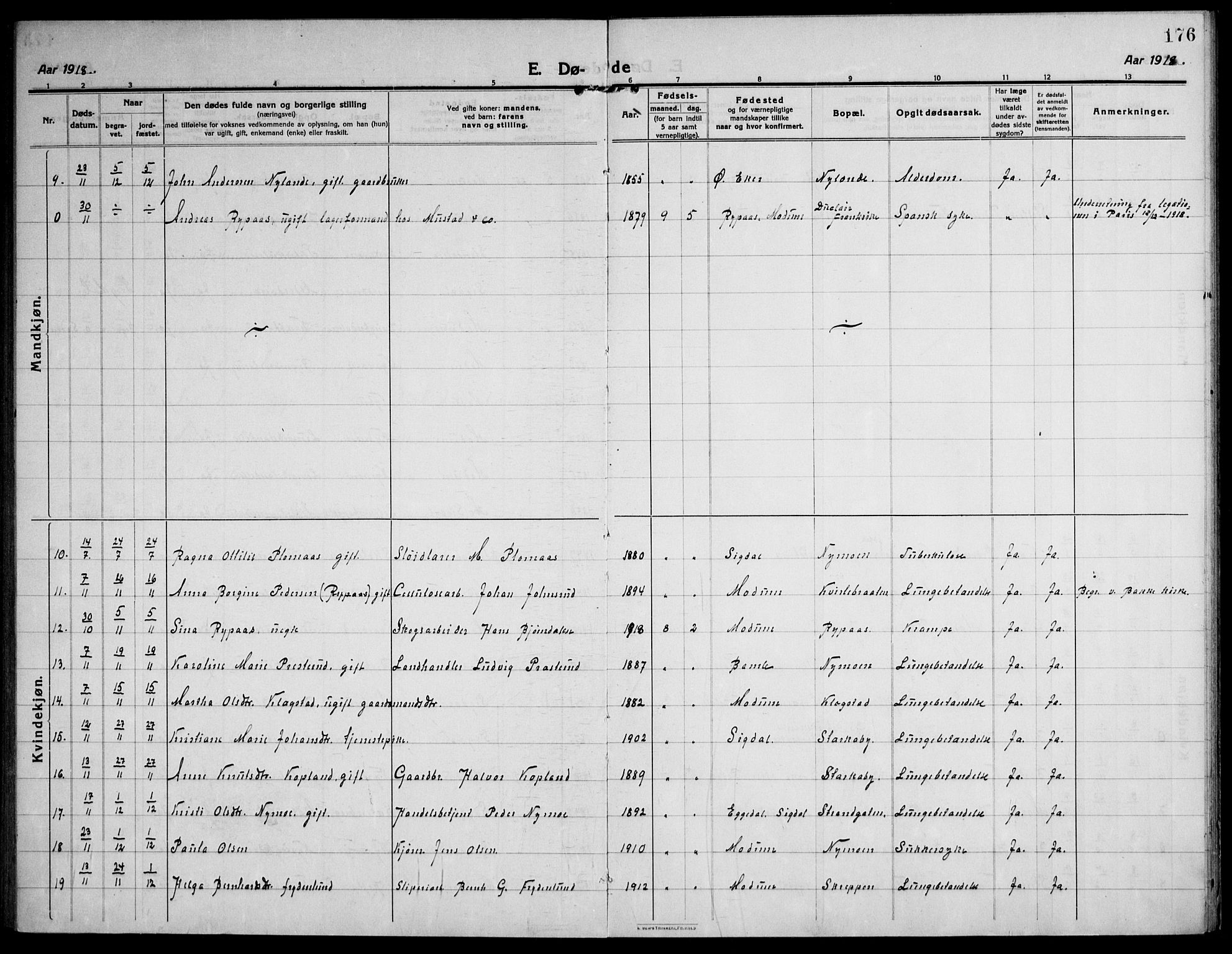 Modum kirkebøker, AV/SAKO-A-234/F/Fa/L0018: Parish register (official) no. 18, 1912-1924, p. 176