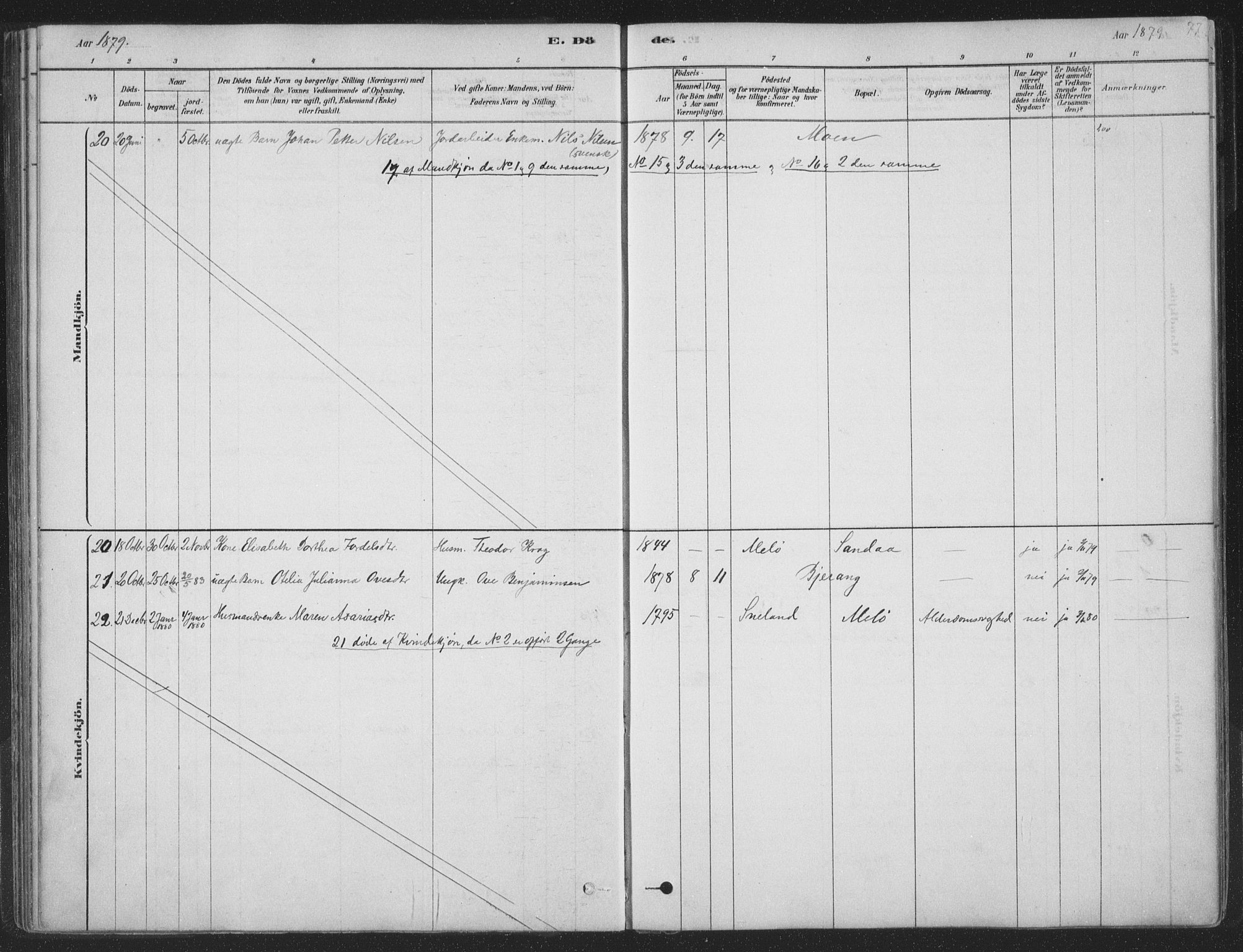 Ministerialprotokoller, klokkerbøker og fødselsregistre - Nordland, AV/SAT-A-1459/843/L0627: Parish register (official) no. 843A02, 1878-1908, p. 77