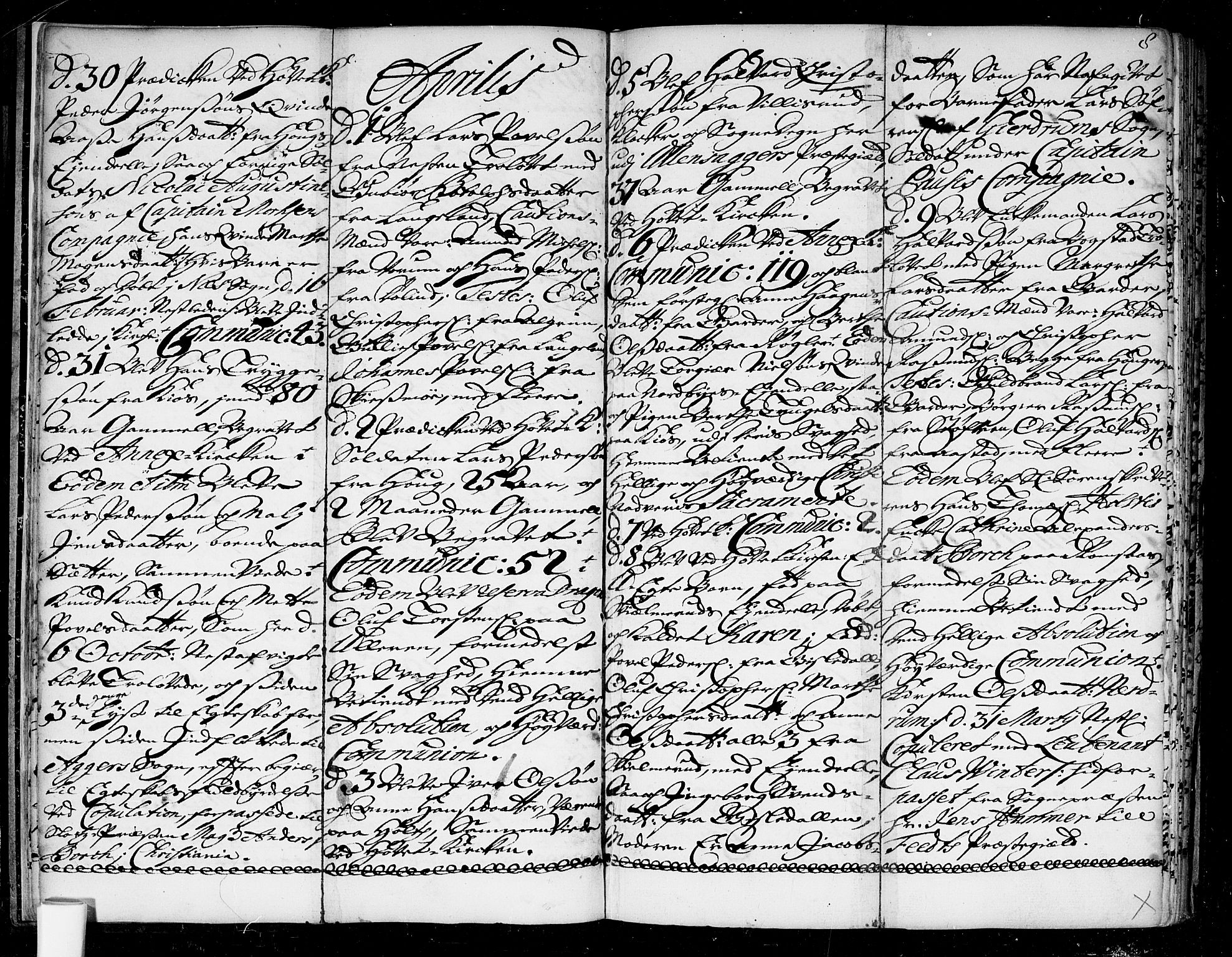 Ullensaker prestekontor Kirkebøker, AV/SAO-A-10236a/F/Fa/L0004: Parish register (official) no. I 4, 1721-1723, p. 8