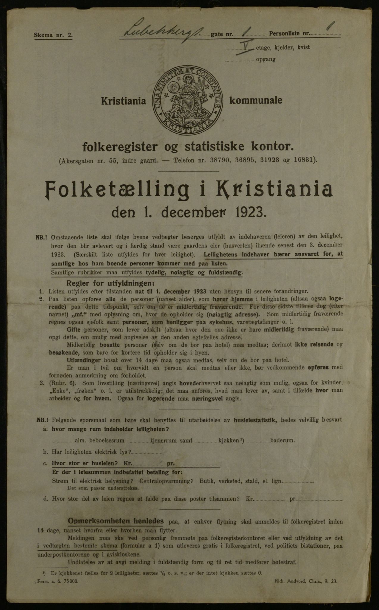 OBA, Municipal Census 1923 for Kristiania, 1923, p. 64962