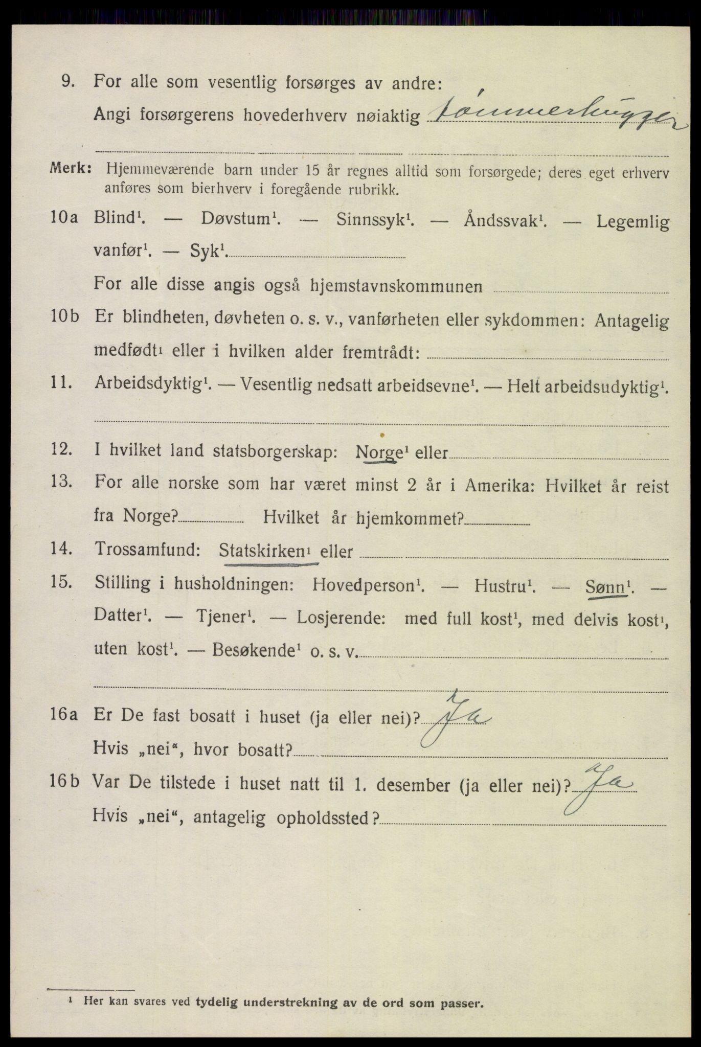 SAH, 1920 census for Trysil, 1920, p. 10622