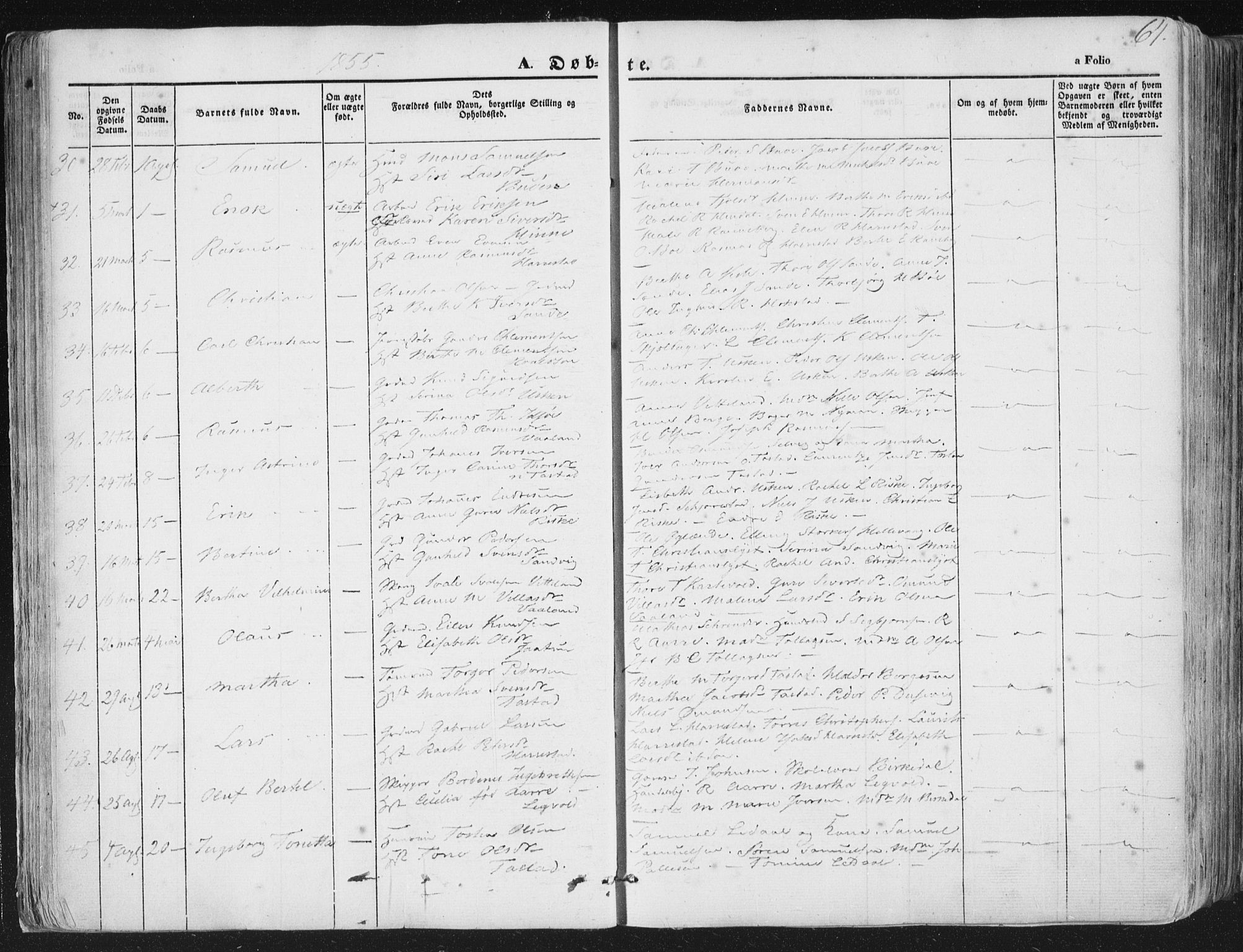 Hetland sokneprestkontor, AV/SAST-A-101826/30/30BA/L0002: Parish register (official) no. A 2, 1849-1869, p. 64