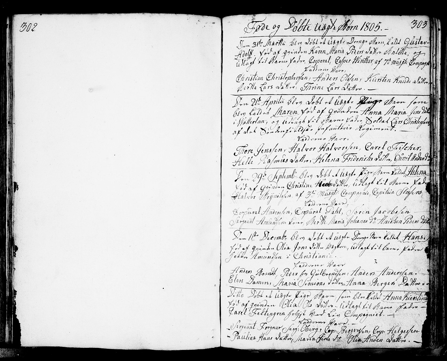 Fredrikstad prestekontor Kirkebøker, AV/SAO-A-11082/F/Fa/L0003: Parish register (official) no. 3, 1805-1816, p. 302-303