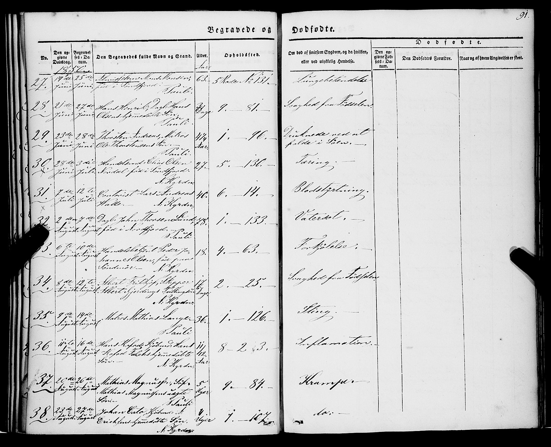 Nykirken Sokneprestembete, AV/SAB-A-77101/H/Haa/L0041: Parish register (official) no. E 1, 1833-1850, p. 91