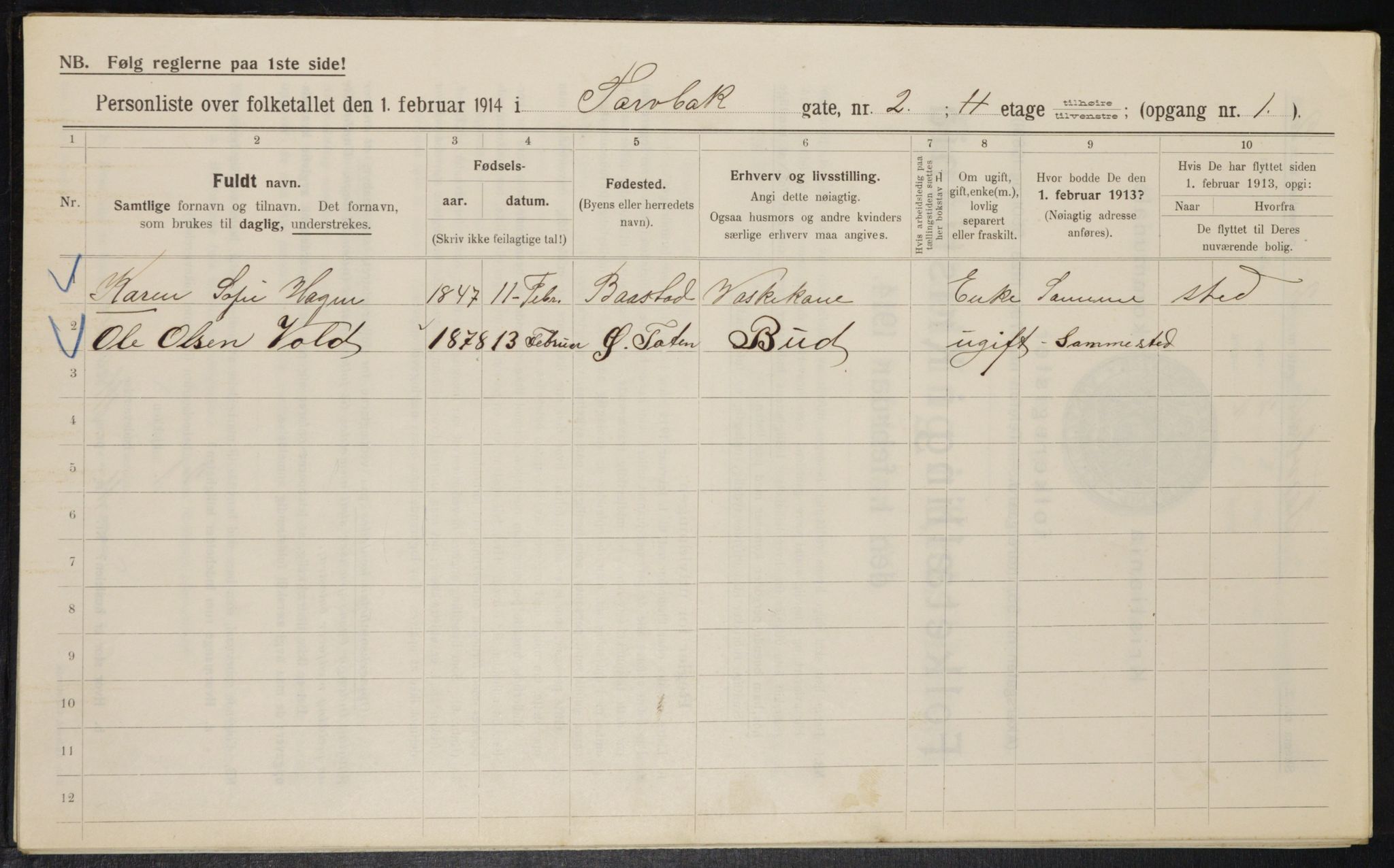 OBA, Municipal Census 1914 for Kristiania, 1914, p. 115830