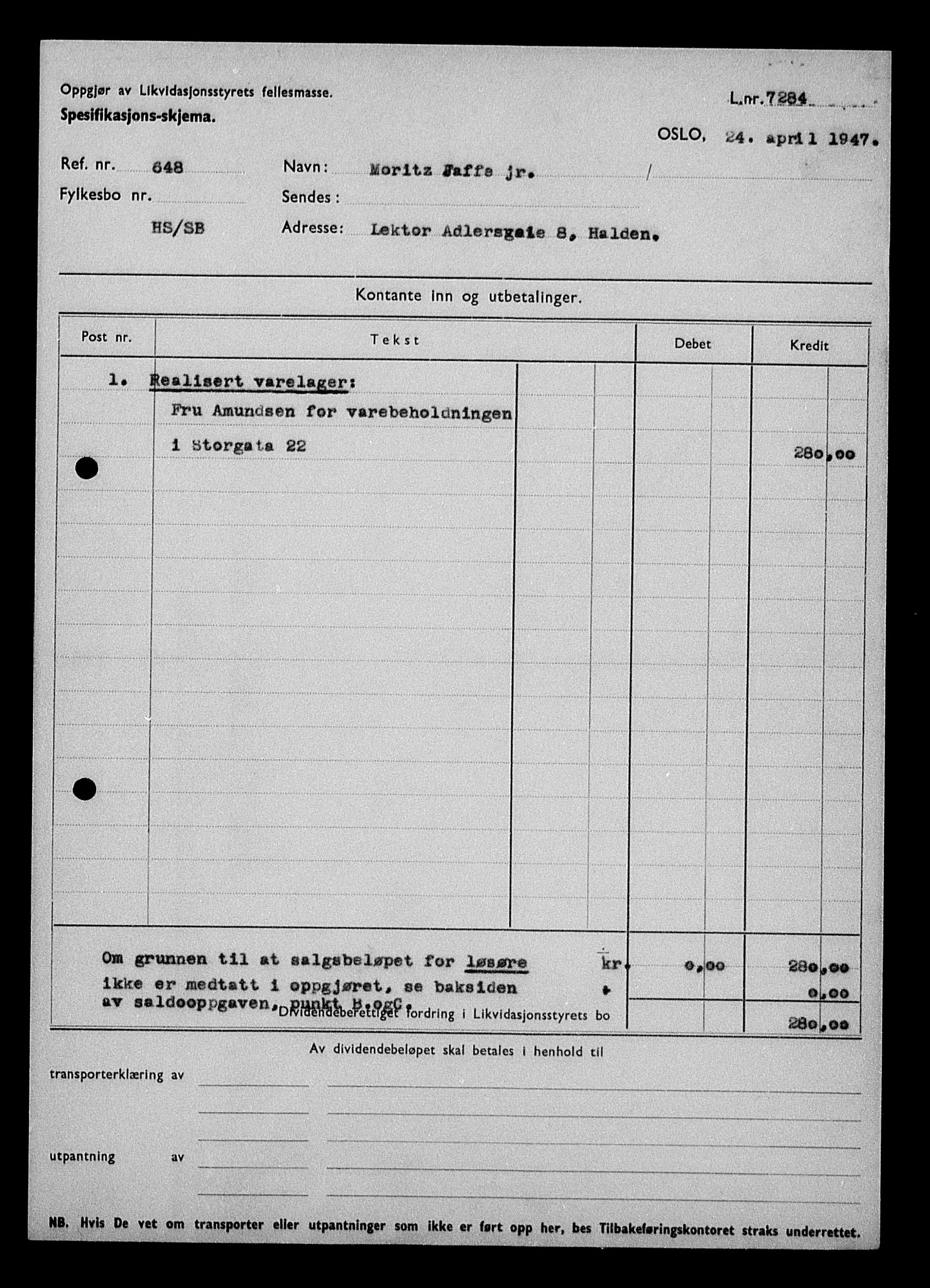 Justisdepartementet, Tilbakeføringskontoret for inndratte formuer, AV/RA-S-1564/H/Hc/Hcd/L1000: --, 1945-1947, p. 517