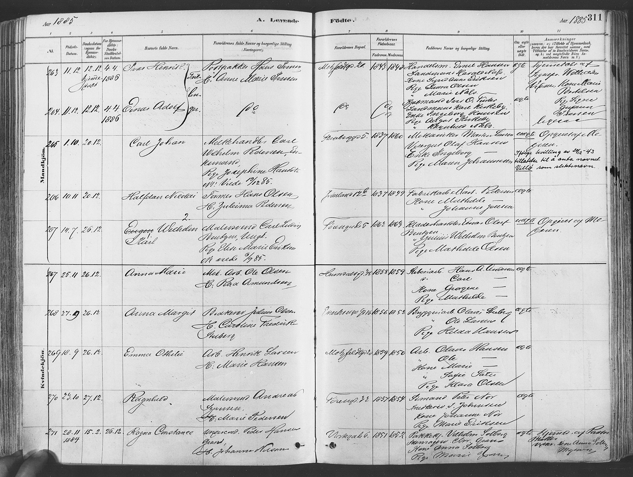 Grønland prestekontor Kirkebøker, AV/SAO-A-10848/F/Fa/L0007: Parish register (official) no. 7, 1878-1888, p. 311