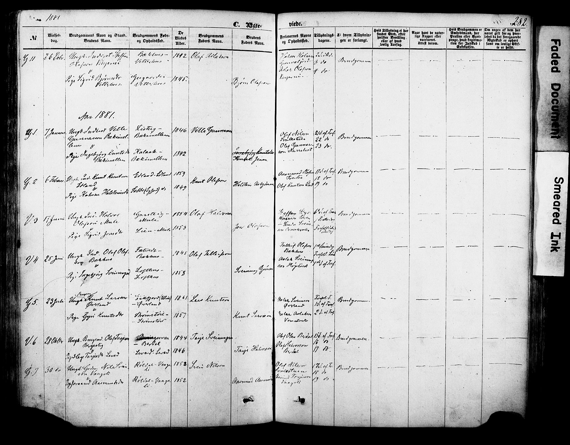 Vinje kirkebøker, SAKO/A-312/F/Fa/L0005: Parish register (official) no. I 5, 1870-1886, p. 282