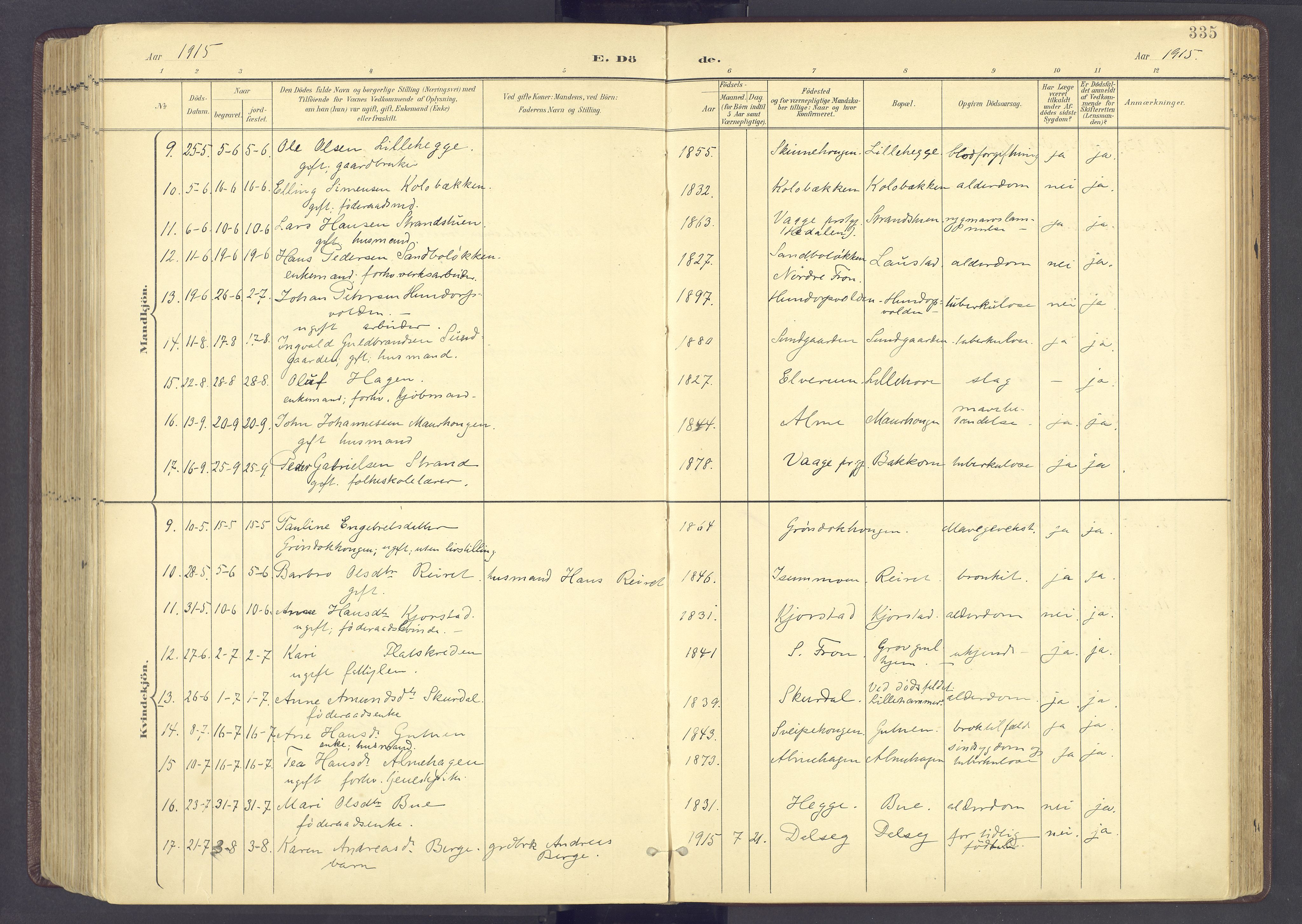 Sør-Fron prestekontor, SAH/PREST-010/H/Ha/Haa/L0004: Parish register (official) no. 4, 1898-1919, p. 335