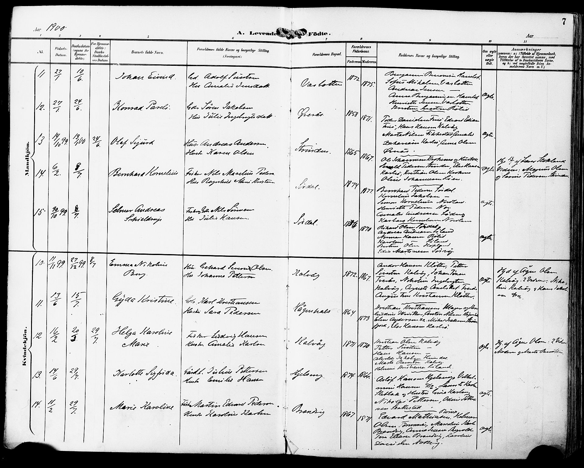 Ministerialprotokoller, klokkerbøker og fødselsregistre - Nordland, AV/SAT-A-1459/859/L0848: Parish register (official) no. 859A08, 1900-1912, p. 7