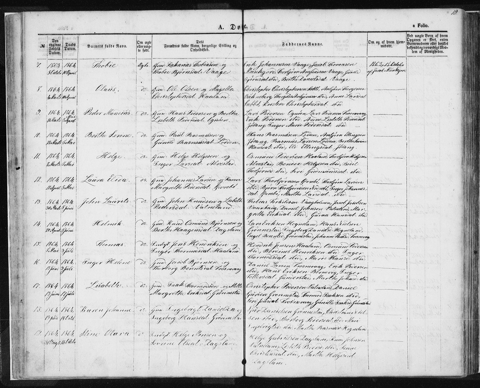 Tysvær sokneprestkontor, AV/SAST-A -101864/H/Ha/Haa/L0004: Parish register (official) no. A 4, 1857-1878, p. 19