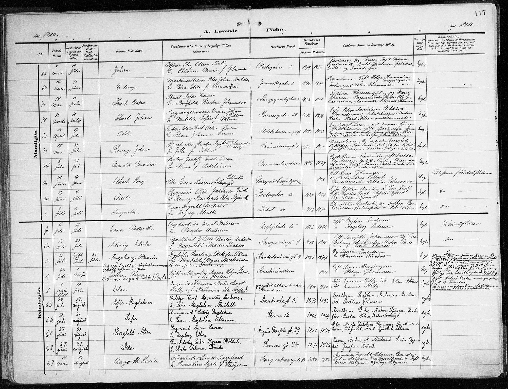 Domkirken sokneprestembete, SAB/A-74801/H/Haa/L0025: Parish register (official) no. B 8, 1903-1925, p. 117