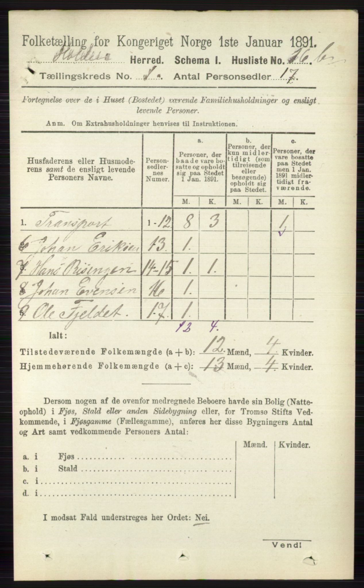 RA, 1891 census for 0819 Holla, 1891, p. 42