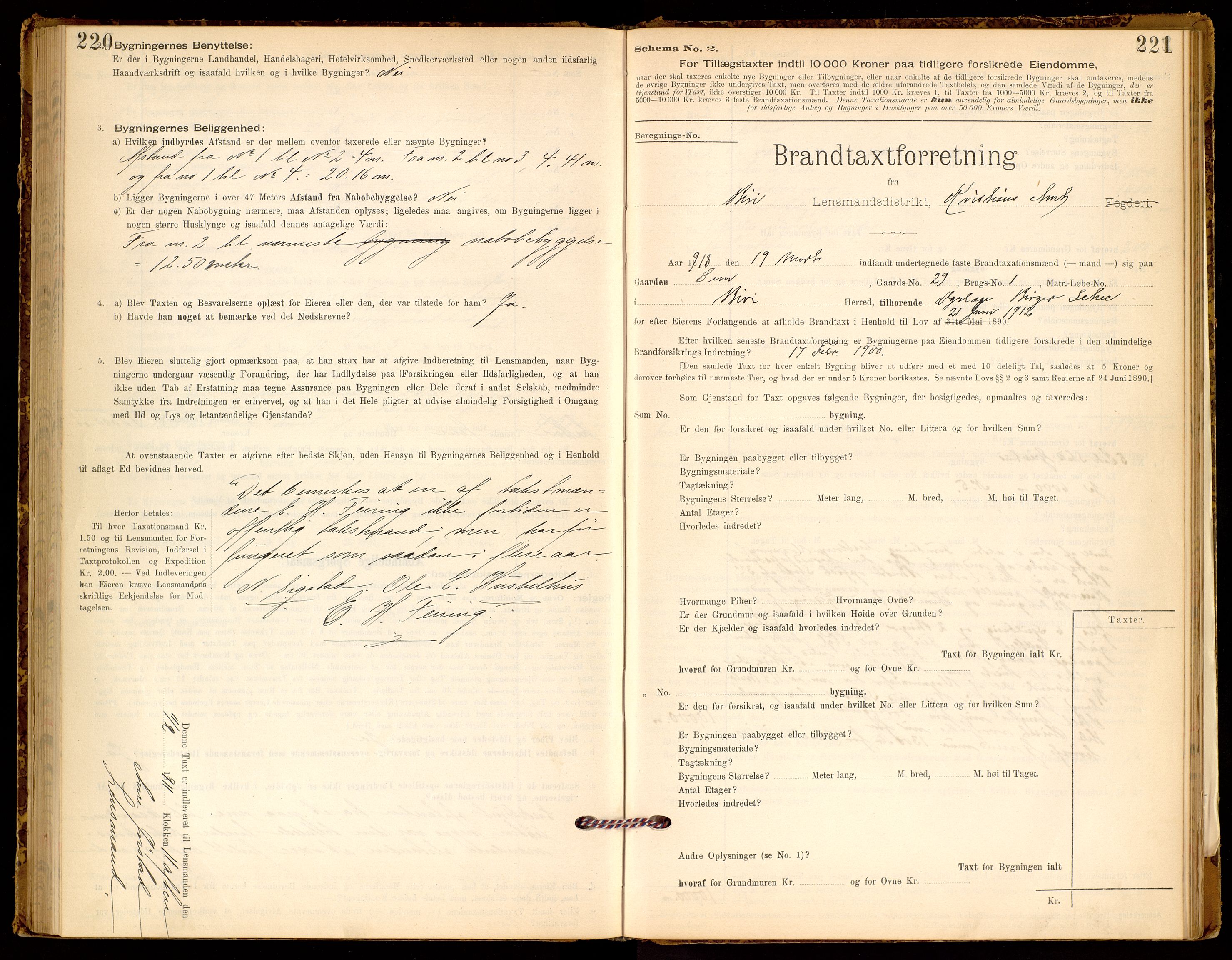 Norges Brannkasse, Biri, SAH/NBRANB-043/Fa/L0006: Branntakstprotokoll - skjema, 1895-1949, p. 220-221