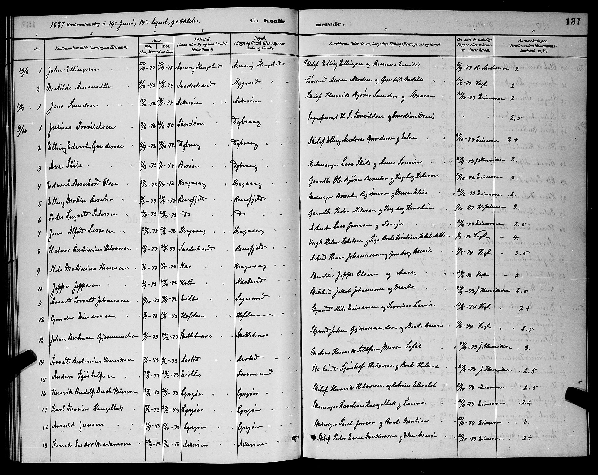Dypvåg sokneprestkontor, AV/SAK-1111-0007/F/Fb/Fba/L0013: Parish register (copy) no. B 13, 1887-1900, p. 137