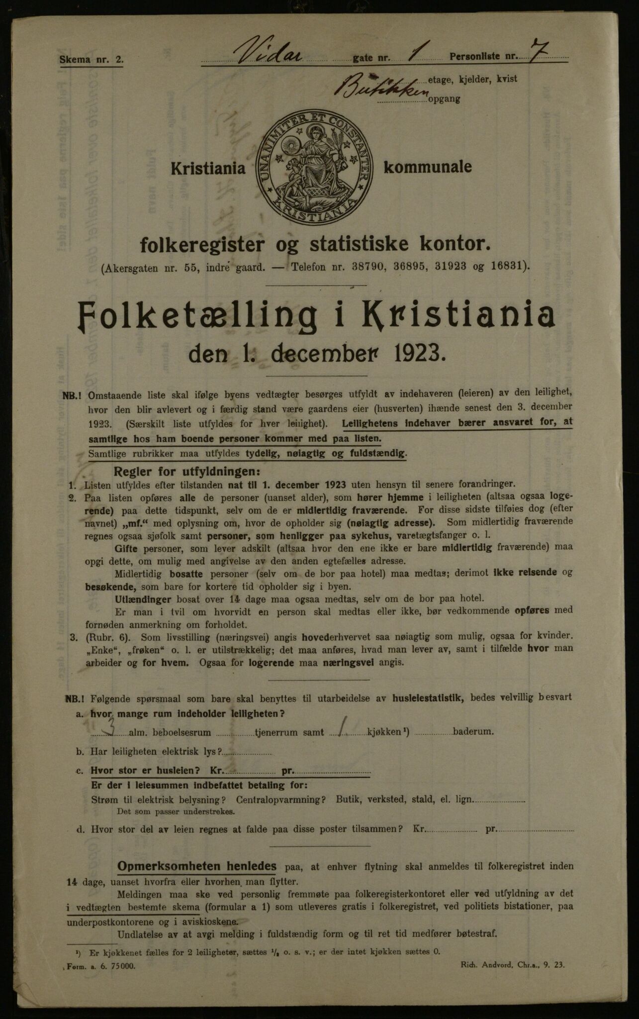 OBA, Municipal Census 1923 for Kristiania, 1923, p. 136344