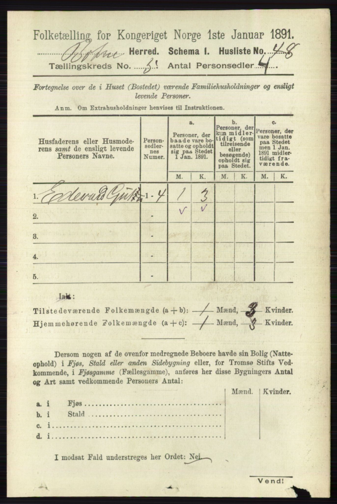 RA, 1891 census for 0715 Botne, 1891, p. 1946