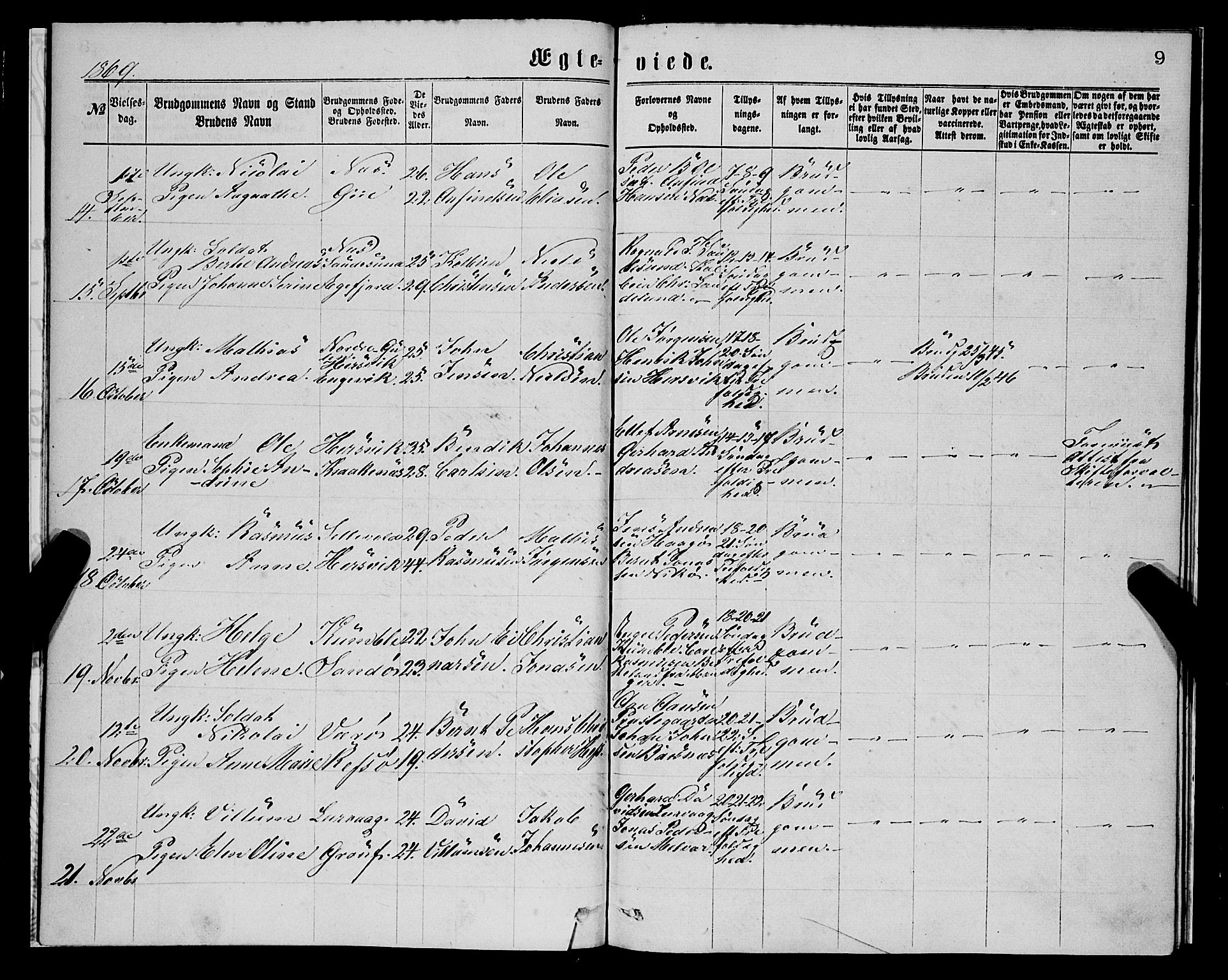 Askvoll sokneprestembete, AV/SAB-A-79501/H/Haa/Haaa/L0014: Parish register (official) no. A 14, 1868-1878, p. 9