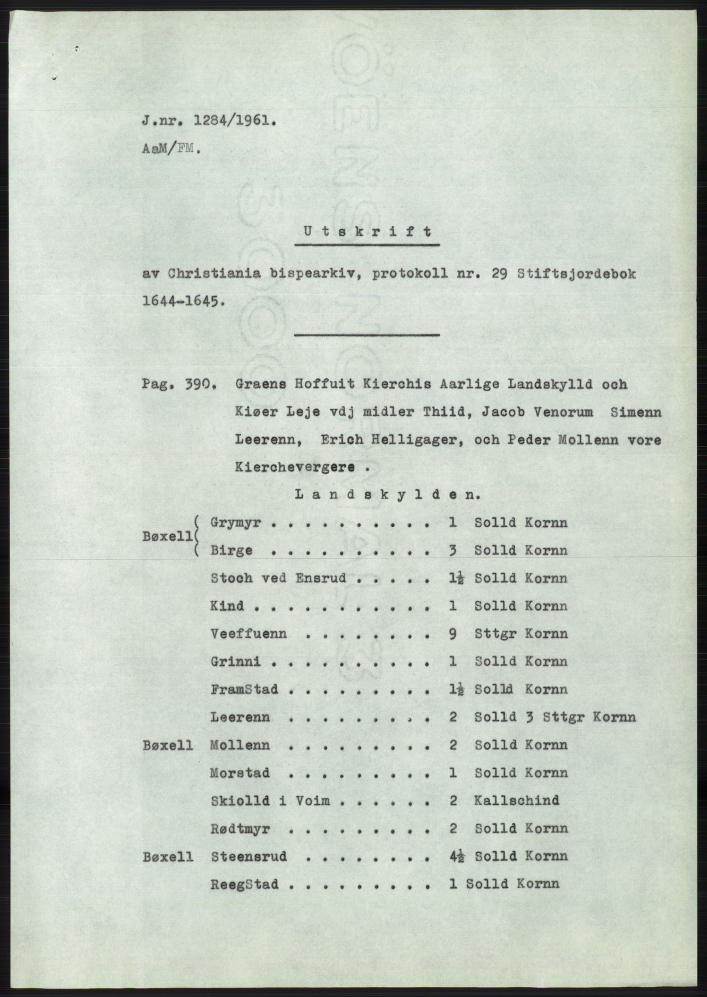 Statsarkivet i Oslo, SAO/A-10621/Z/Zd/L0014: Avskrifter, j.nr 1101-1809/1961, 1961, p. 90