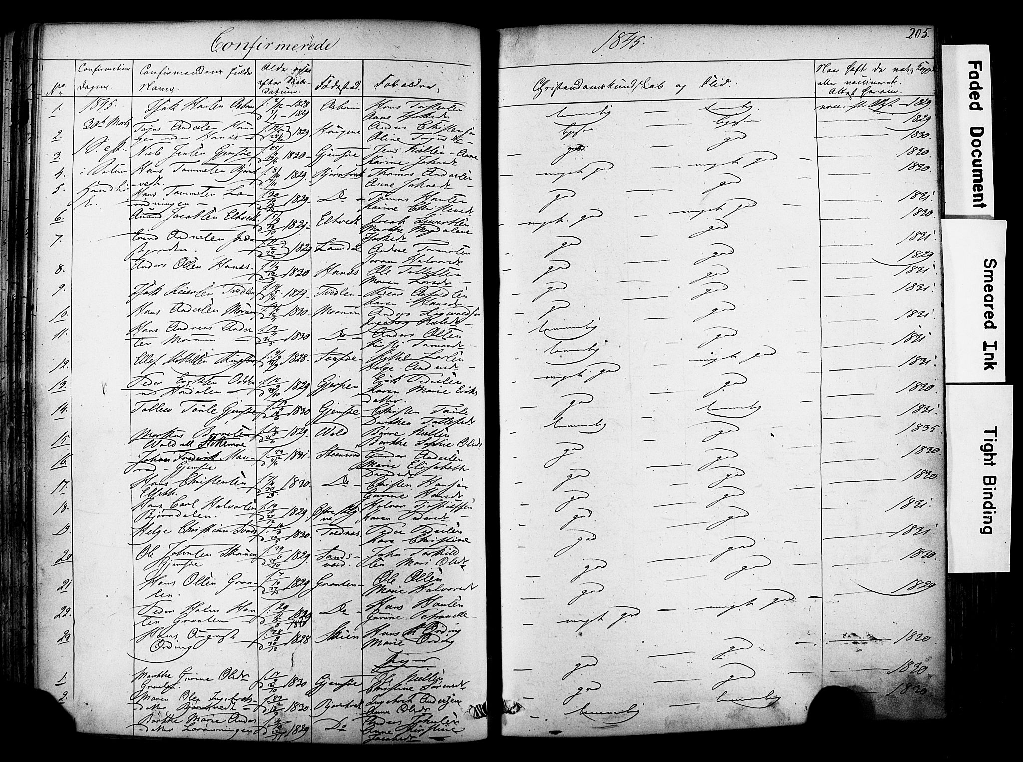 Solum kirkebøker, SAKO/A-306/F/Fa/L0006: Parish register (official) no. I 6, 1844-1855, p. 205