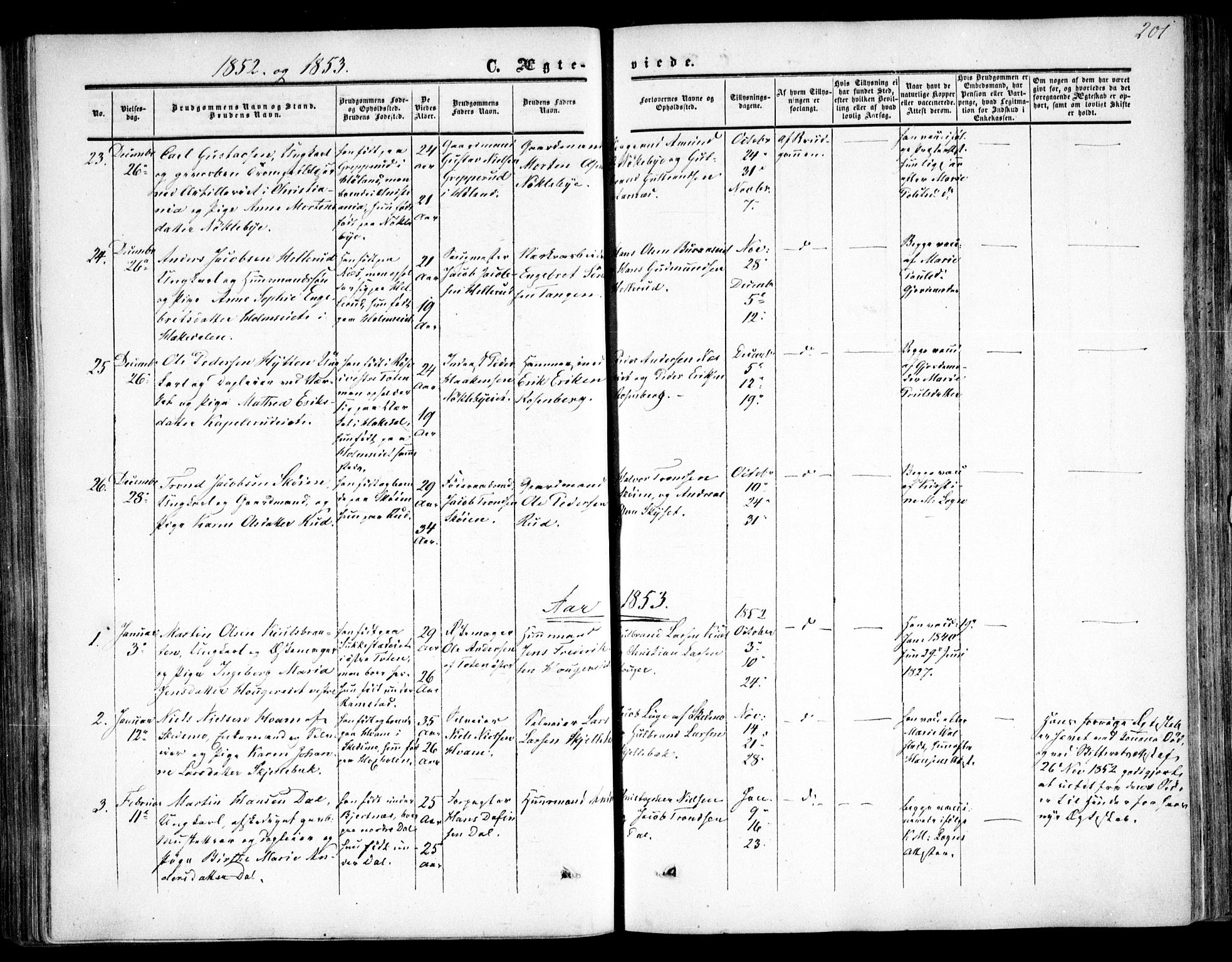 Nittedal prestekontor Kirkebøker, SAO/A-10365a/F/Fa/L0005: Parish register (official) no. I 5, 1850-1862, p. 201