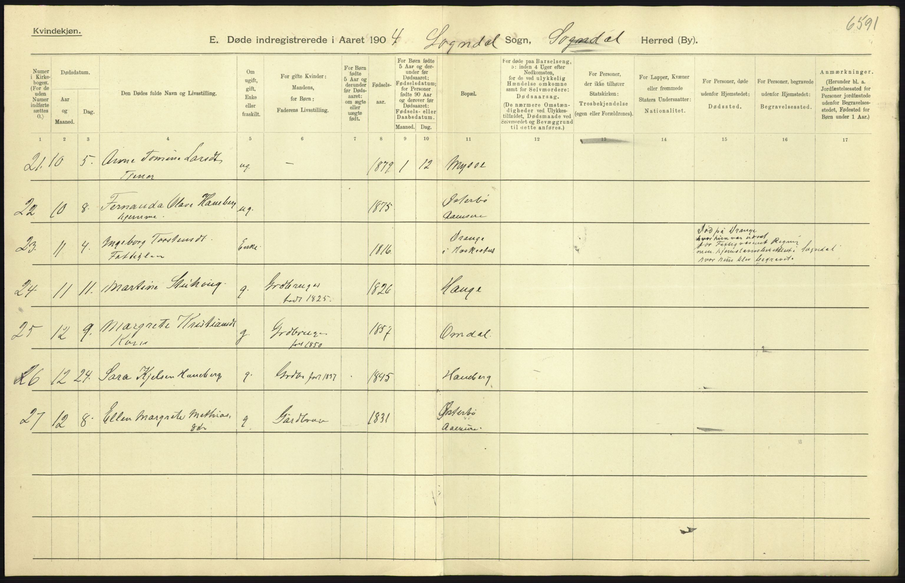 Statistisk sentralbyrå, Sosiodemografiske emner, Befolkning, AV/RA-S-2228/D/Df/Dfa/Dfab/L0012: Stavanger amt: Fødte, gifte, døde, 1904, p. 815