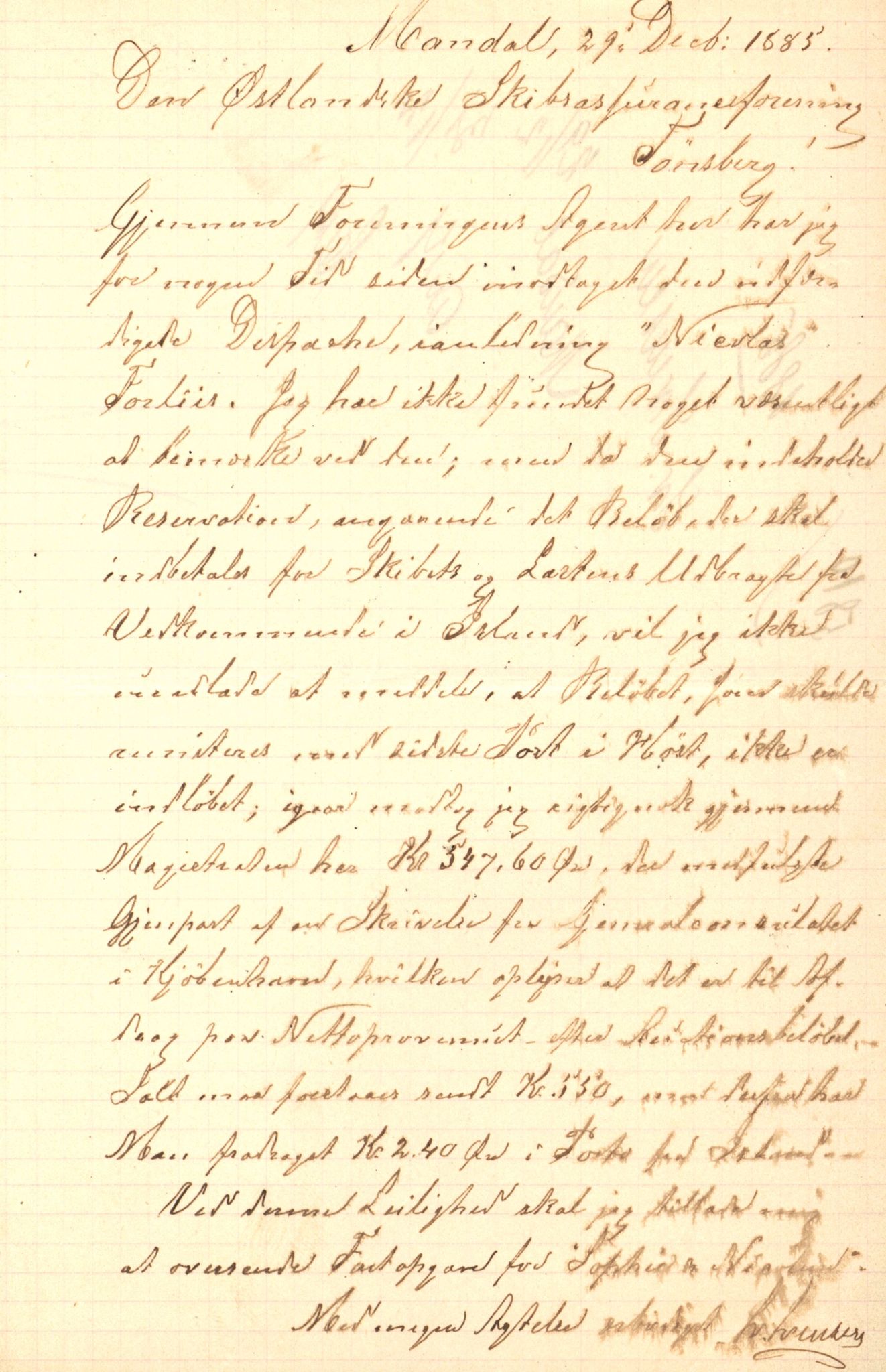 Pa 63 - Østlandske skibsassuranceforening, VEMU/A-1079/G/Ga/L0018/0001: Havaridokumenter / Freyr, Nicola, Alstepha, Aldora, Hans Gude, 1885, p. 17