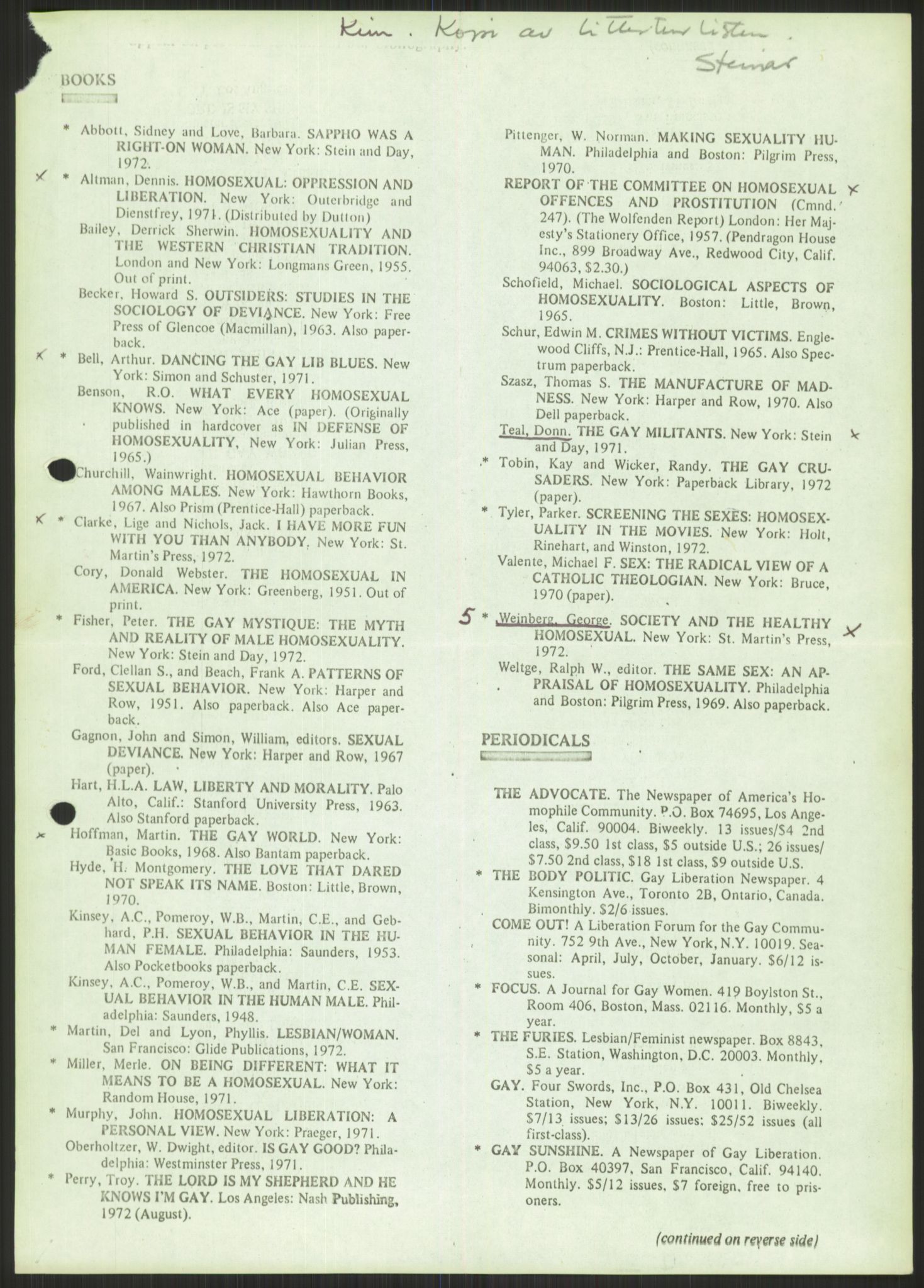 Det Norske Forbundet av 1948/Landsforeningen for Lesbisk og Homofil Frigjøring, AV/RA-PA-1216/A/Ag/L0004: Grupper, utvalg, 1974-1992, p. 443