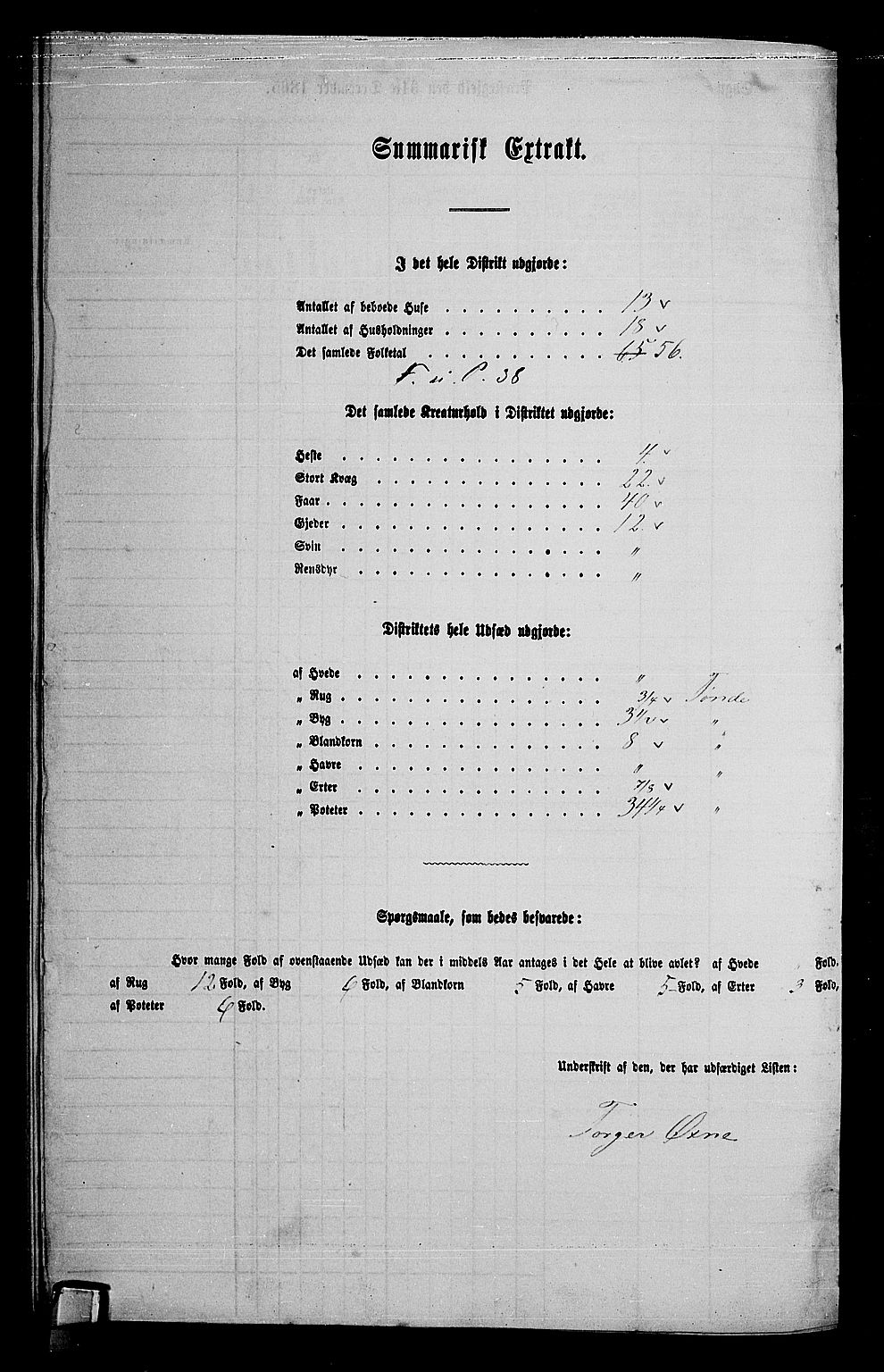 RA, 1865 census for Land, 1865, p. 390