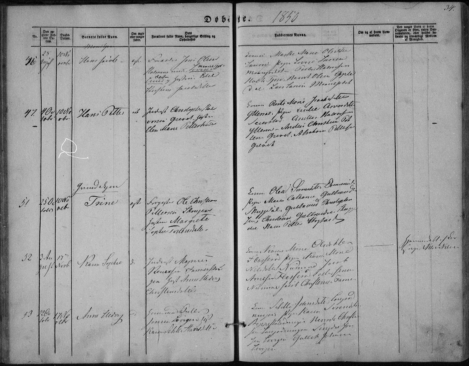 Hedrum kirkebøker, AV/SAKO-A-344/F/Fa/L0006: Parish register (official) no. I 6, 1849-1857, p. 34