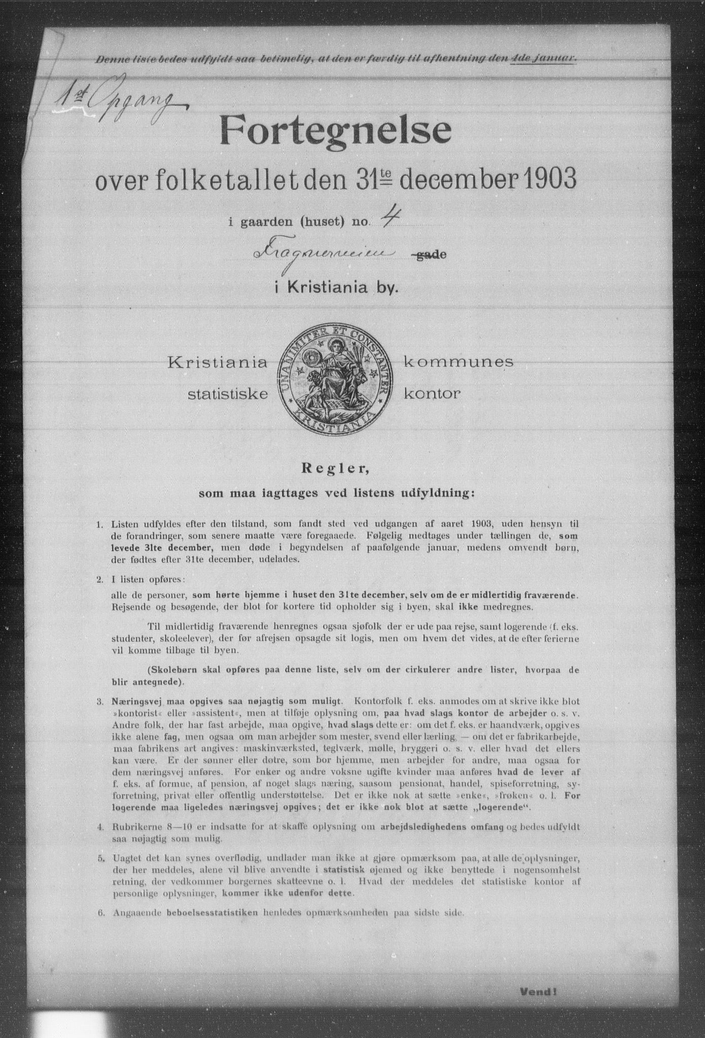 OBA, Municipal Census 1903 for Kristiania, 1903, p. 5563