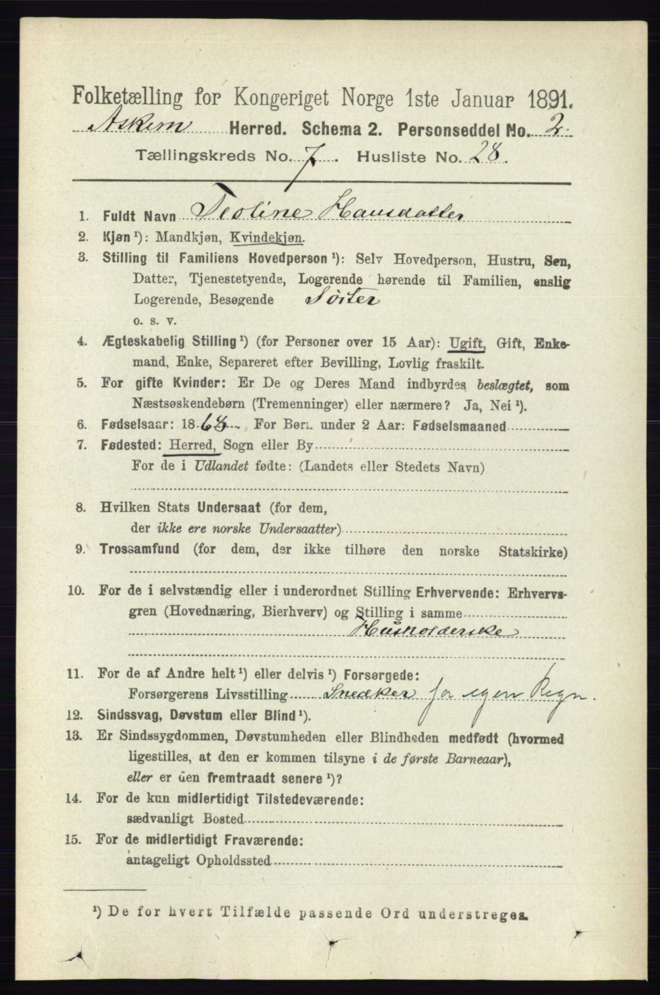 RA, 1891 census for 0124 Askim, 1891, p. 1171