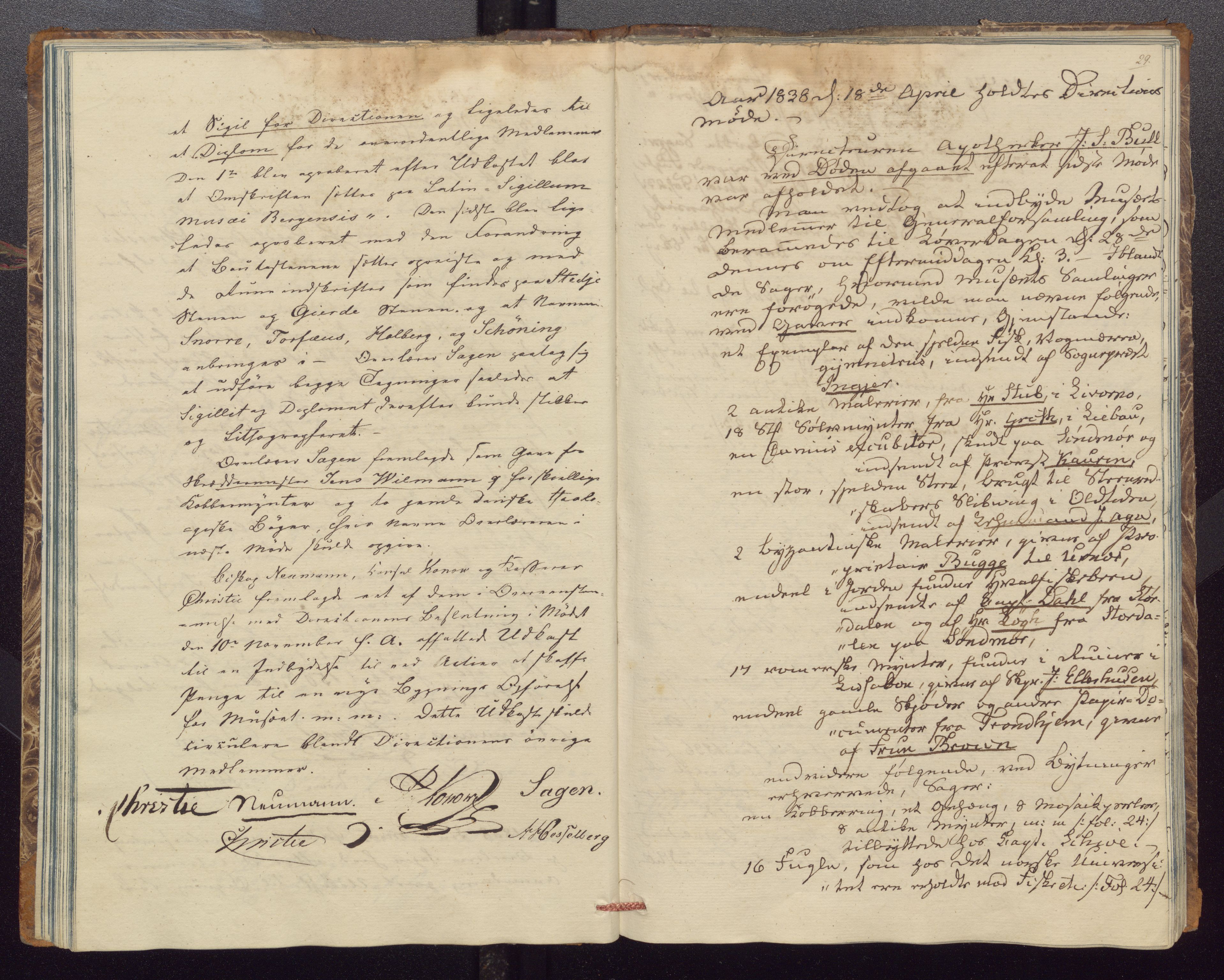 Bergens Museum, UMB/A007/A/Aa/L0004: Forhandlingsprotokoll , 1834-1845, p. 29