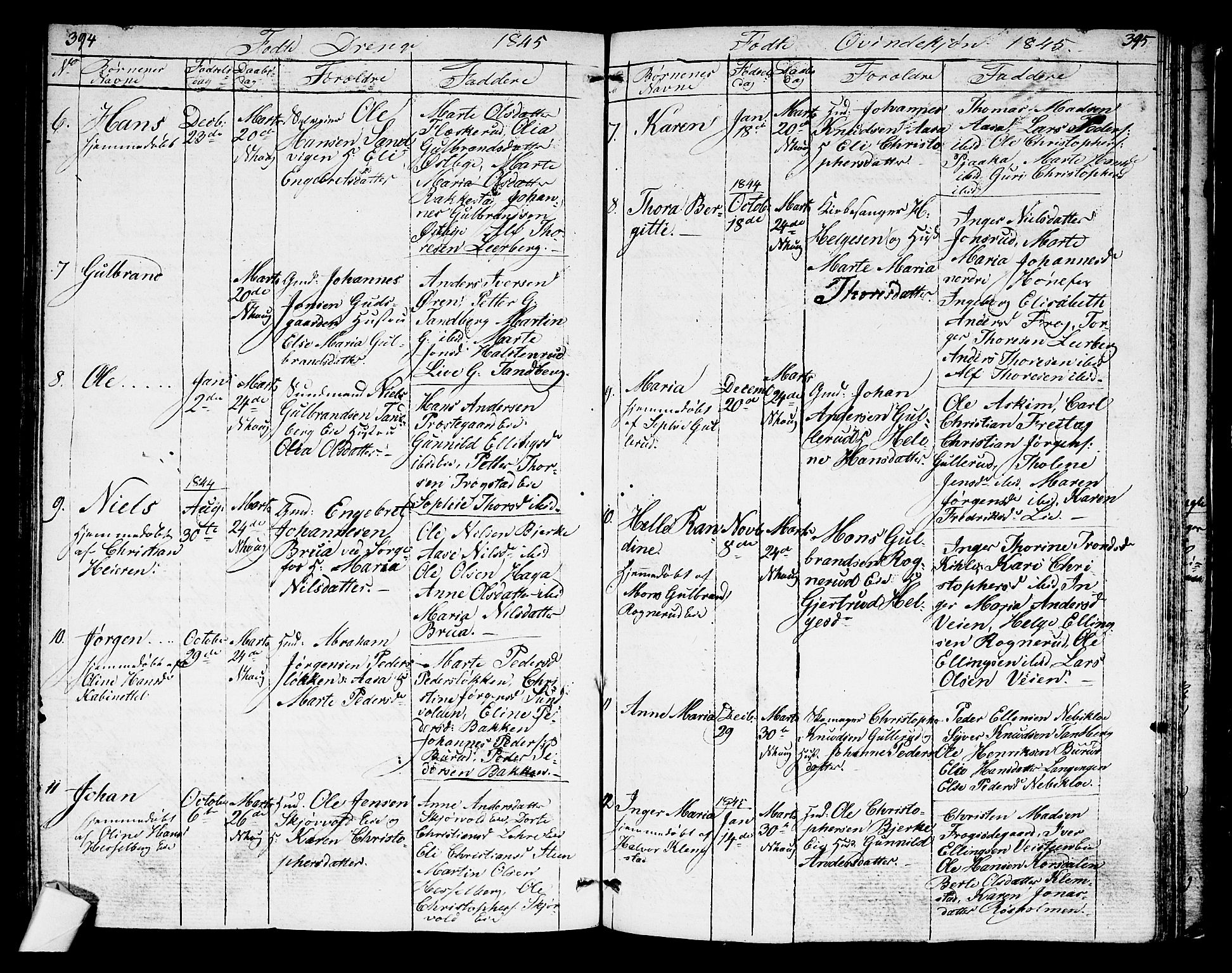 Norderhov kirkebøker, AV/SAKO-A-237/G/Ga/L0004: Parish register (copy) no. I 4, 1824-1849, p. 394-395