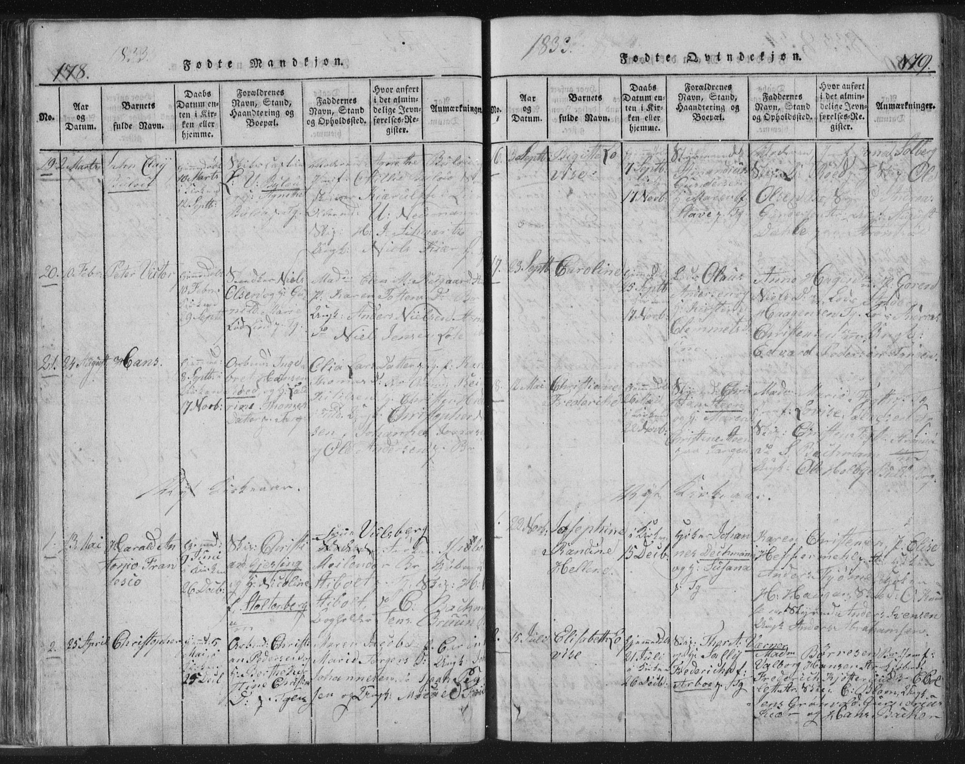 Strømsø kirkebøker, AV/SAKO-A-246/F/Fb/L0004: Parish register (official) no. II 4, 1814-1843, p. 178-179