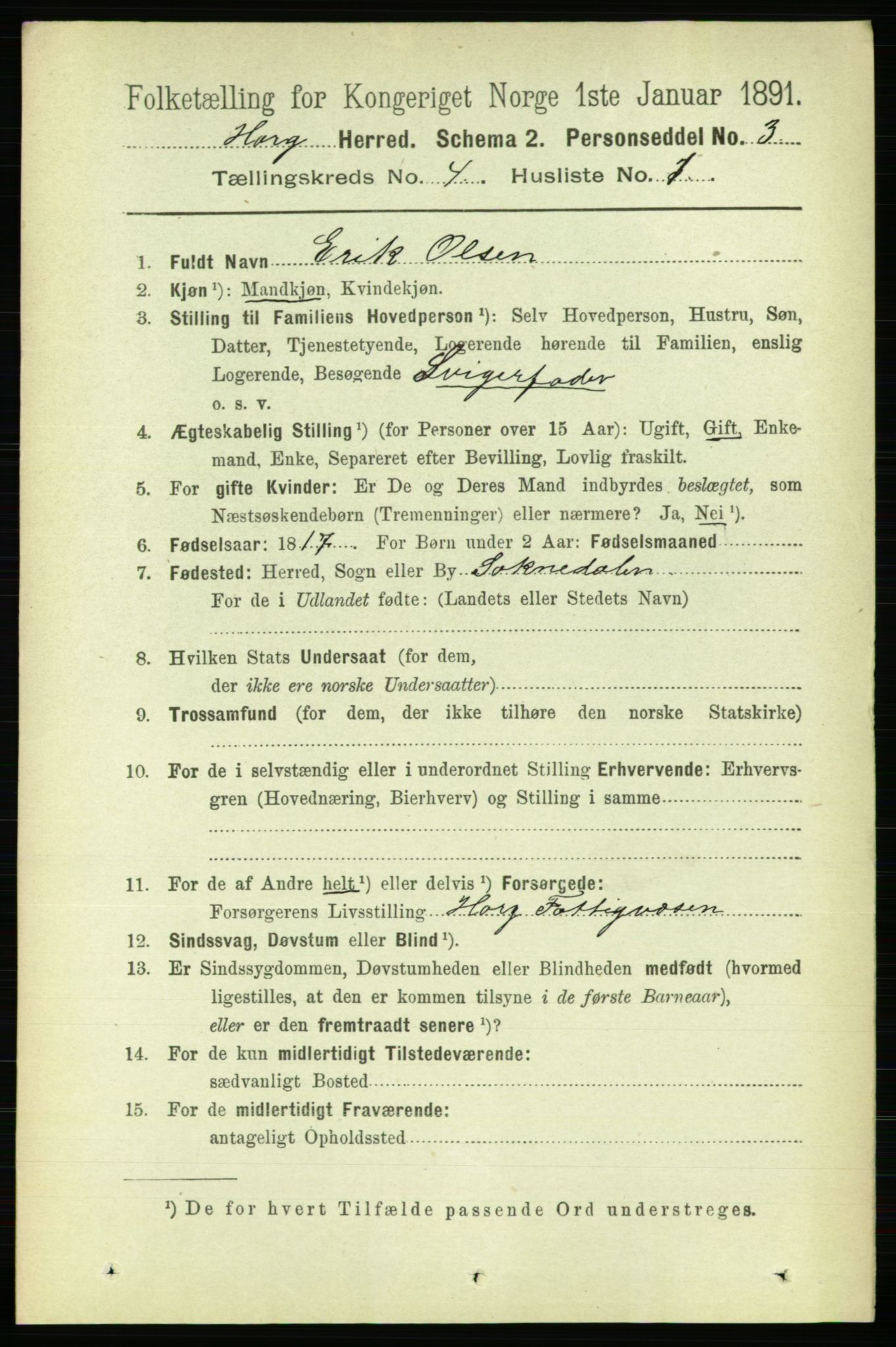 RA, 1891 census for 1650 Horg, 1891, p. 1555