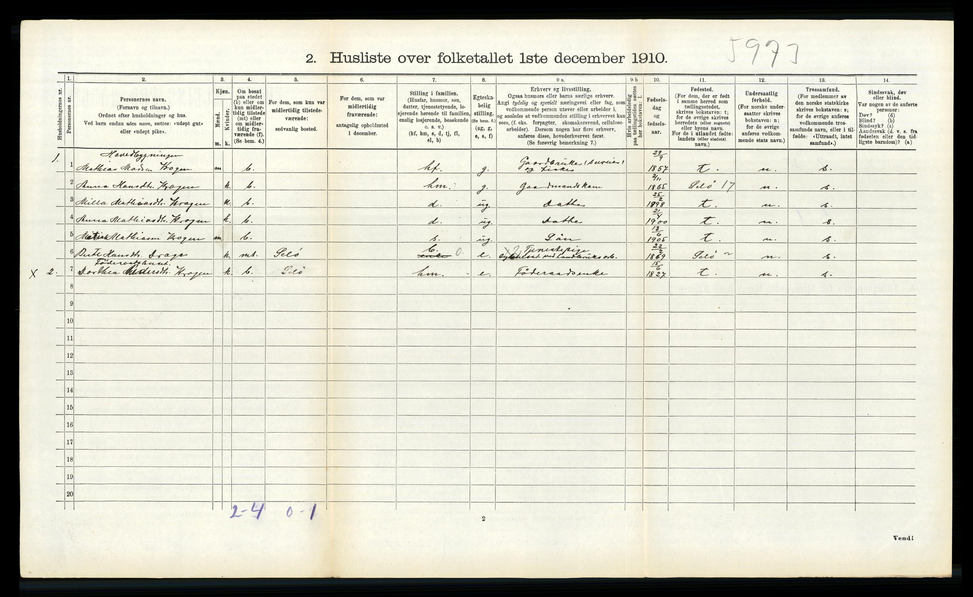 RA, 1910 census for Sande, 1910, p. 331