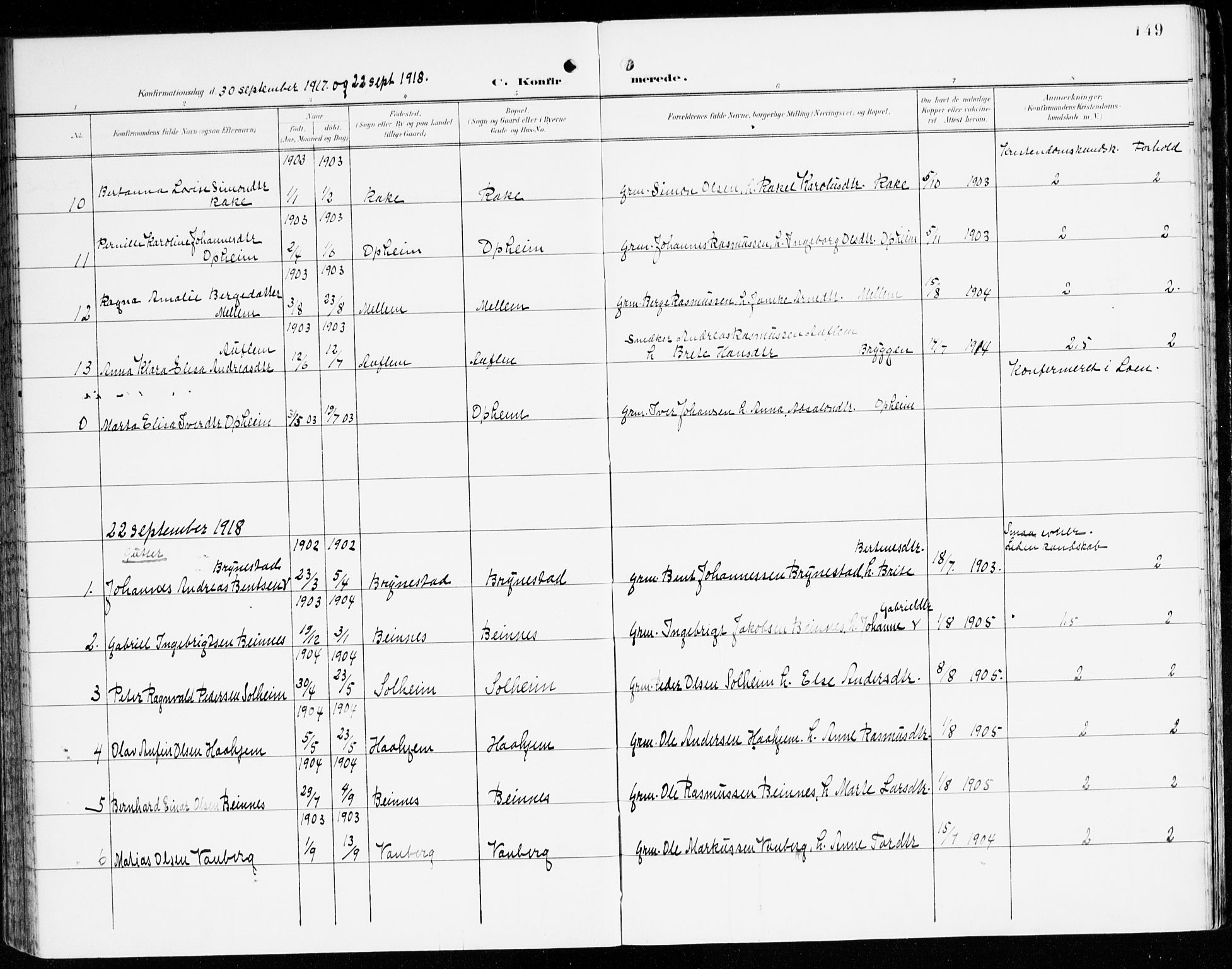 Innvik sokneprestembete, AV/SAB-A-80501: Parish register (official) no. C 2, 1900-1920, p. 149